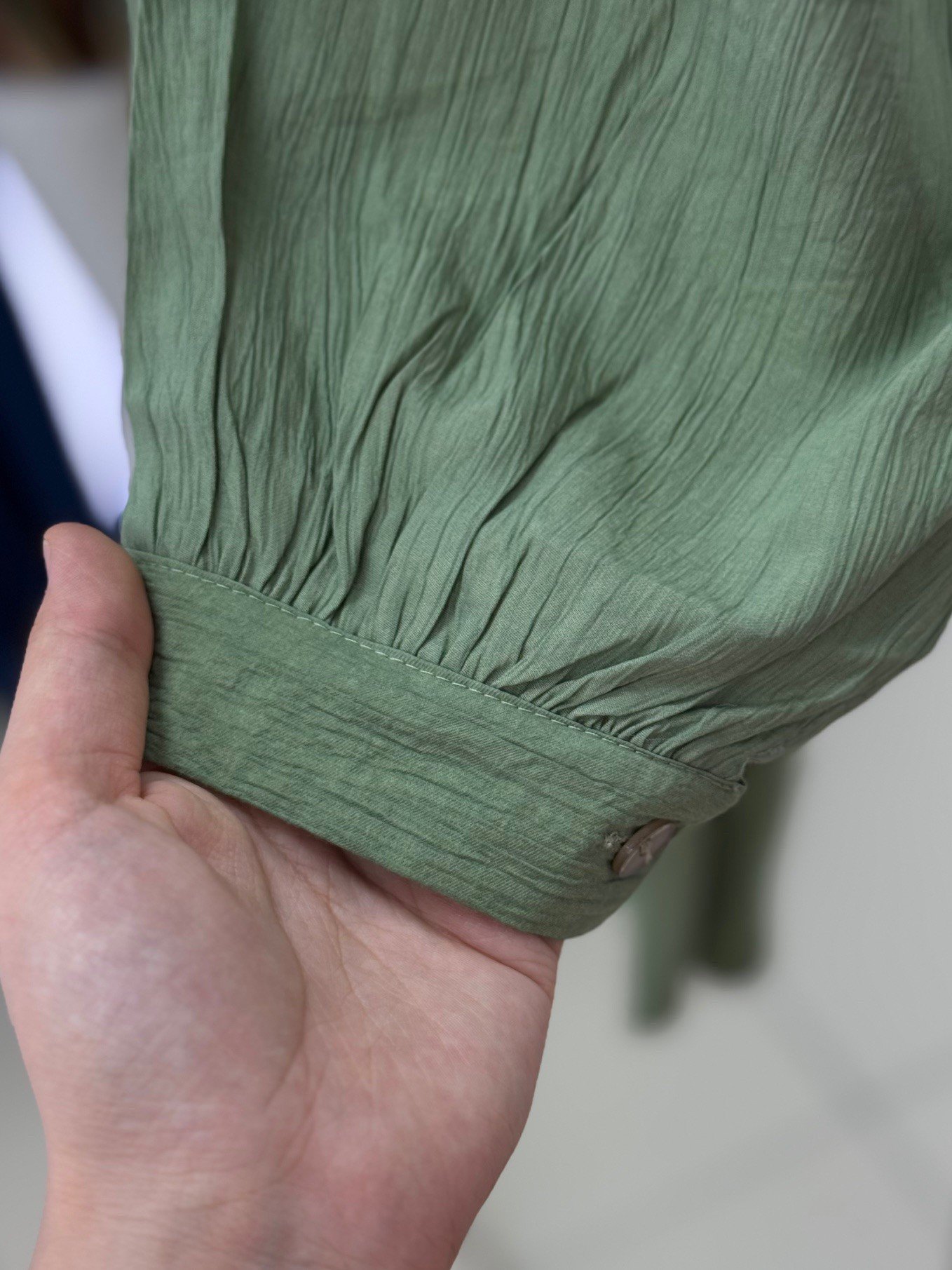 Marira Büzgülü Bağcıklı Uzun Çilek Gömlek-PE262 Yeşil