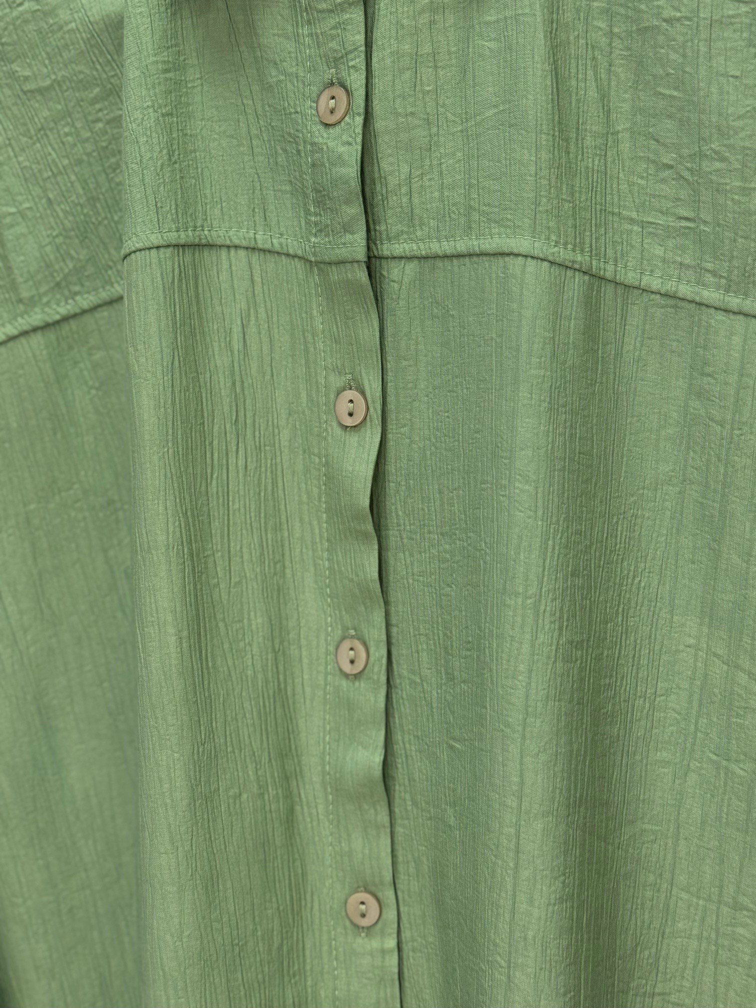 Marira Büzgülü Bağcıklı Uzun Çilek Gömlek-PE262 Yeşil