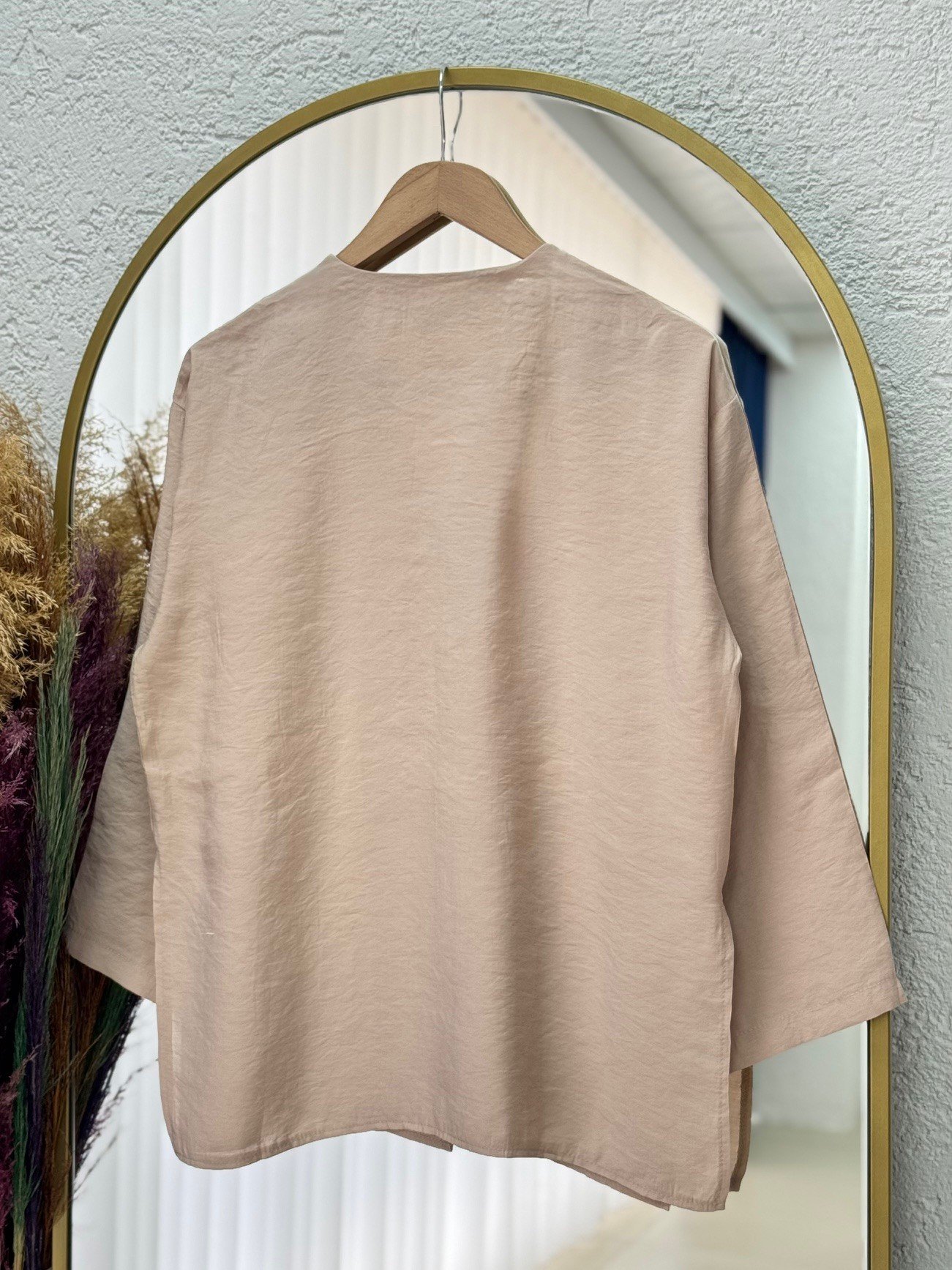 Marola Yırtmaçlı Tek Düğmeli Geniş Kol Ceket-MF215 Bej