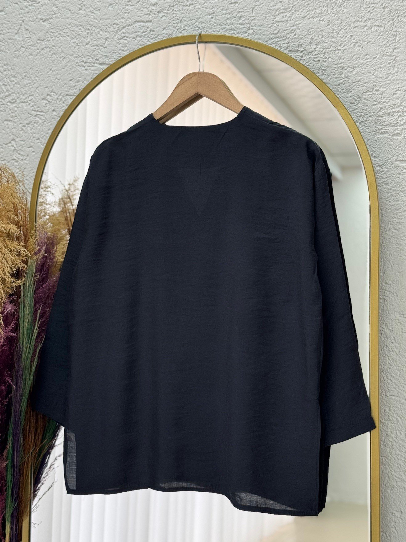 Marola Yırtmaçlı Tek Düğmeli Geniş Kol Ceket-MF215 Siyah