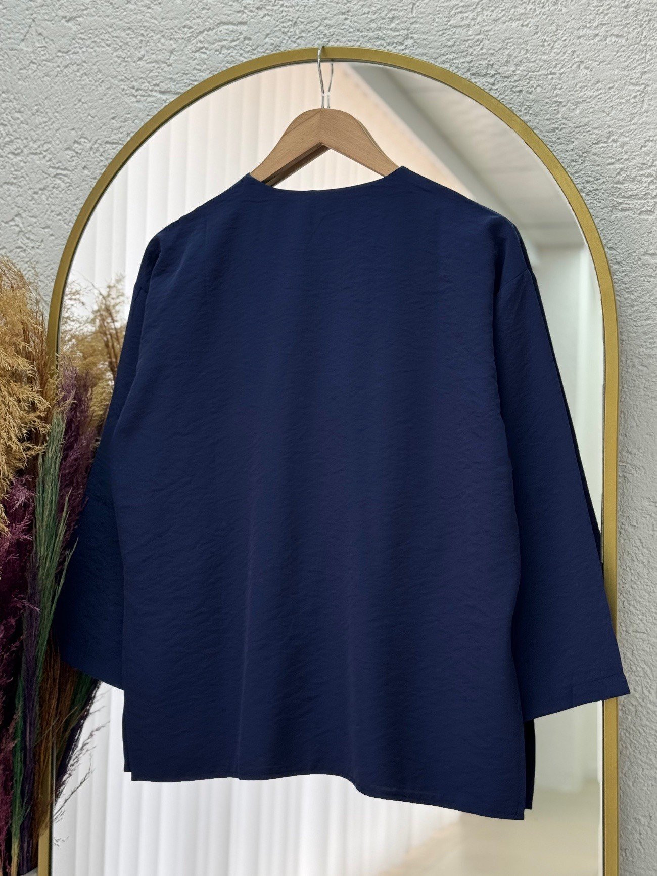 Marola Yırtmaçlı Tek Düğmeli Geniş Kol Ceket-MF215 Lacivert