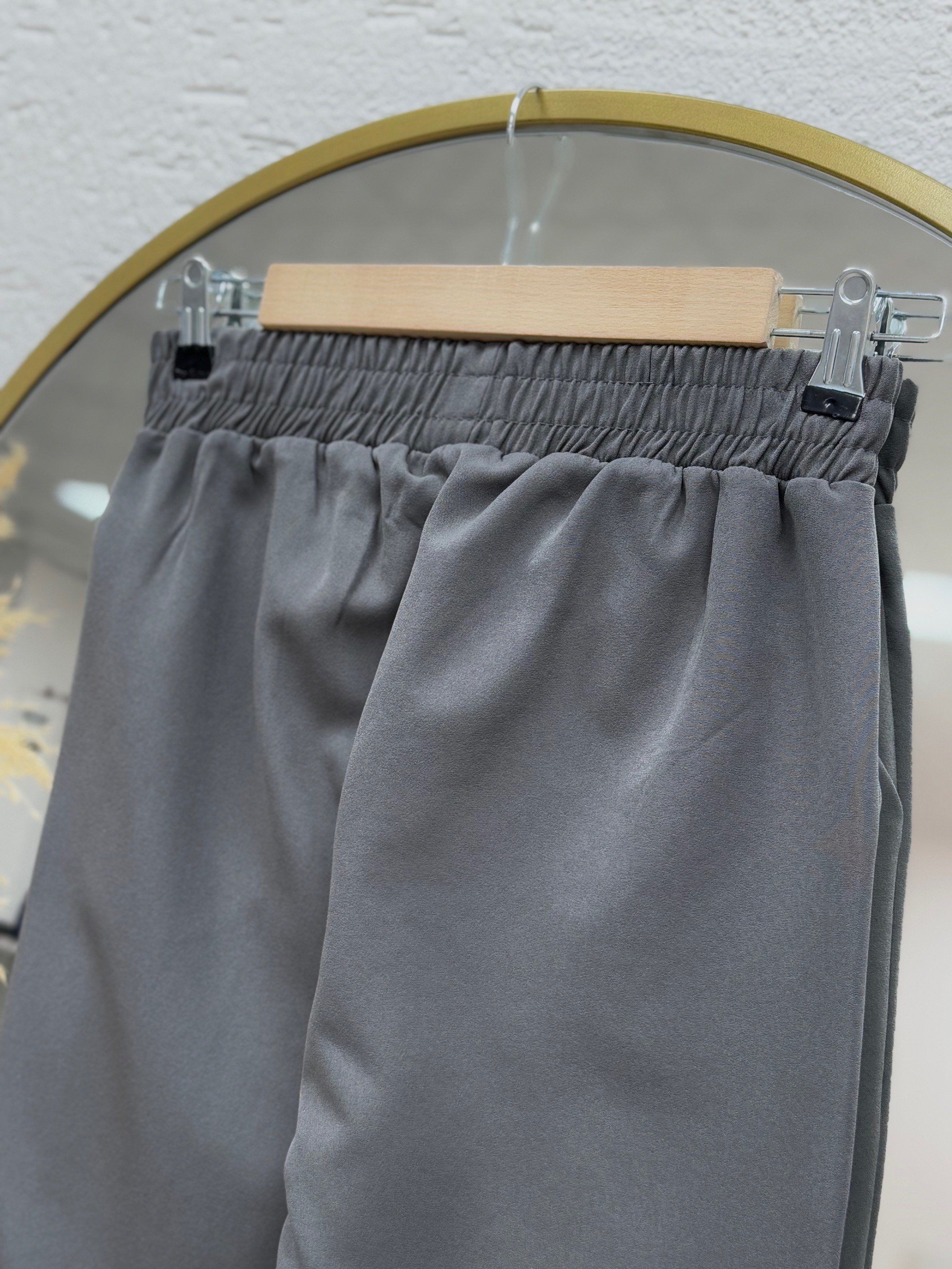 Melena Yandan Çımalı İspanyol Paça Pantolon-Çİ514 Gri