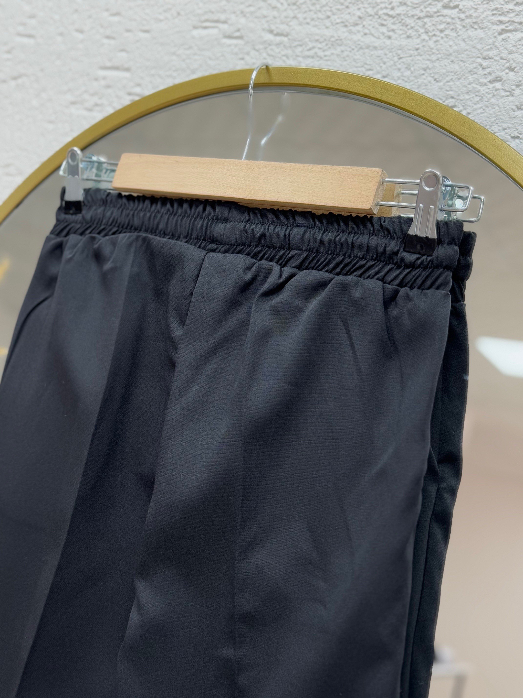 Melena Yandan Çımalı İspanyol Paça Pantolon-Çİ514 Siyah