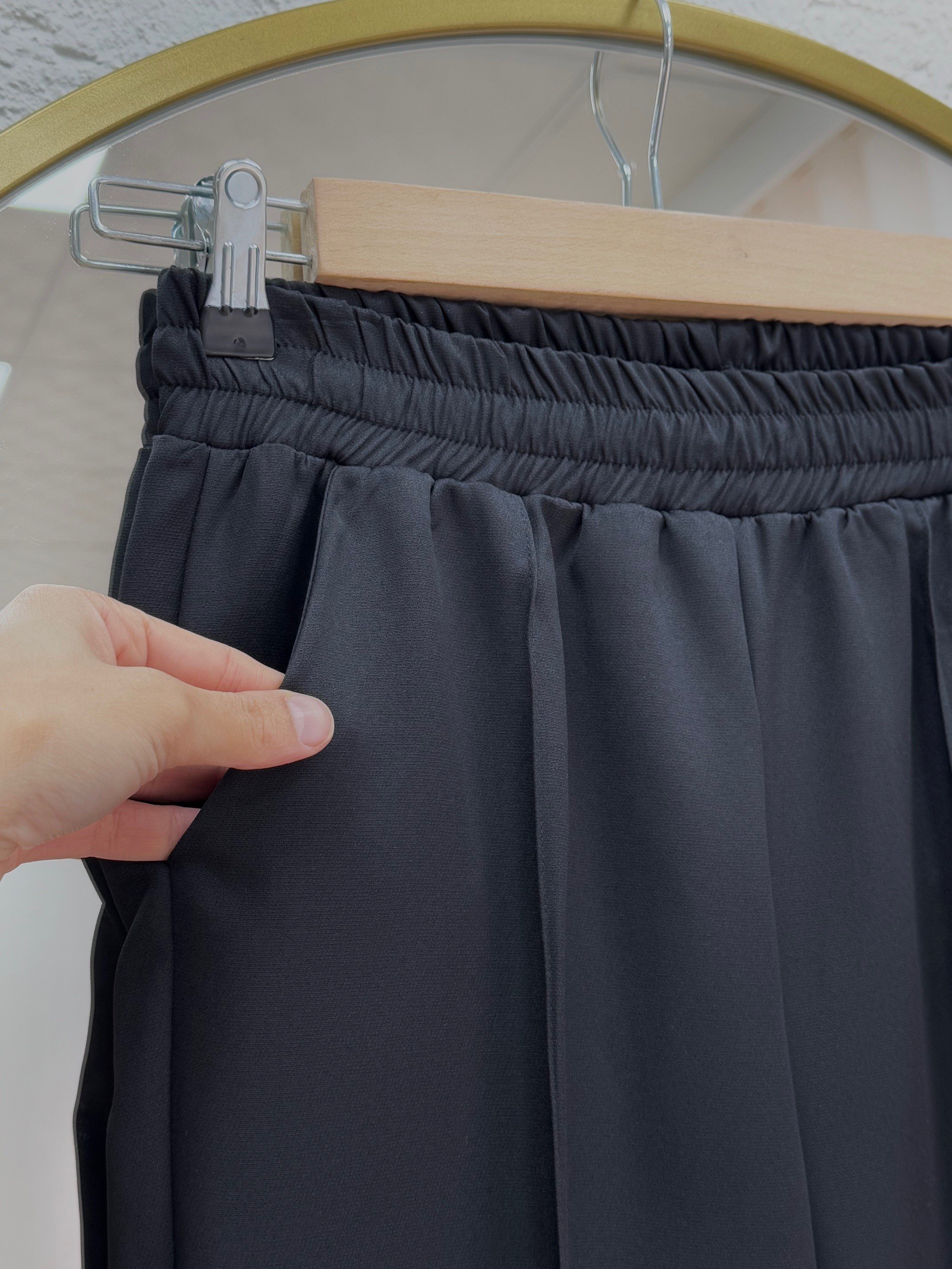 Melena Yandan Çımalı İspanyol Paça Pantolon-Çİ514 Siyah