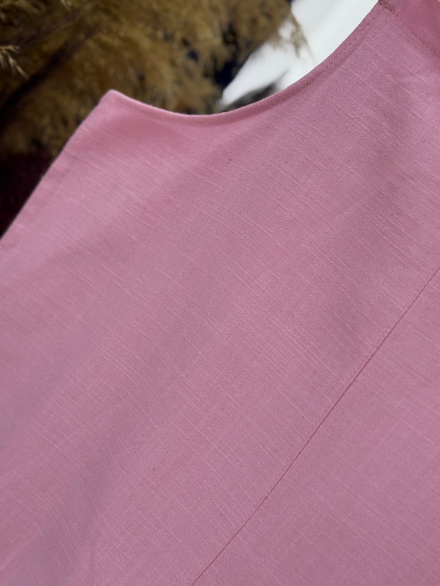 Melinda Toka Detaylı Keten Jile-AS4080 Pembe