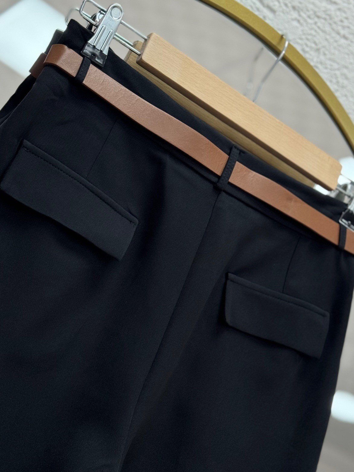 Melita Arka Kapaklı Havuç Paça Kemerli Pantolon-MT5018 Siyah