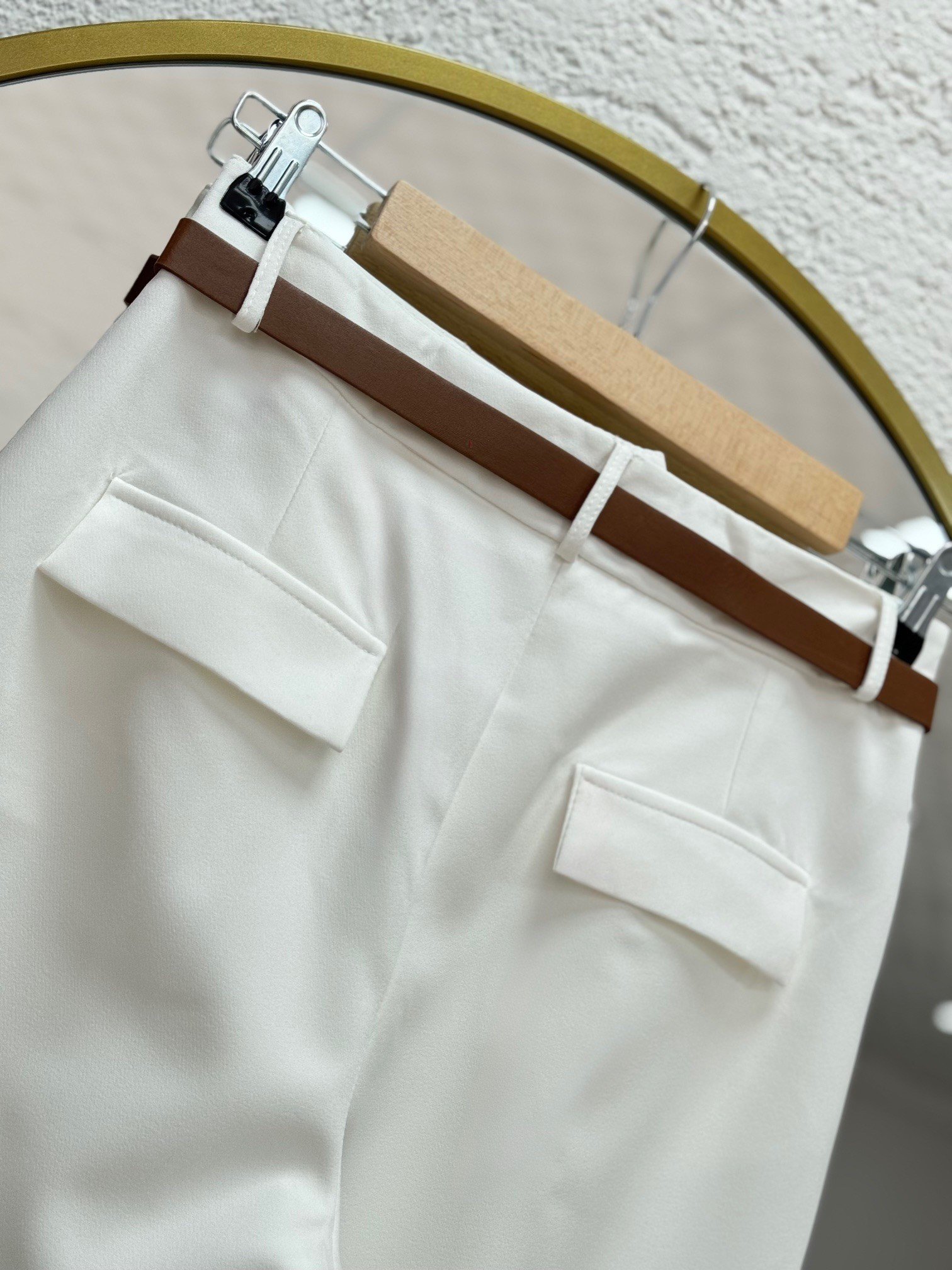 Melita Arka Kapaklı Havuç Paça Kemerli Pantolon-MT5018 Beyaz