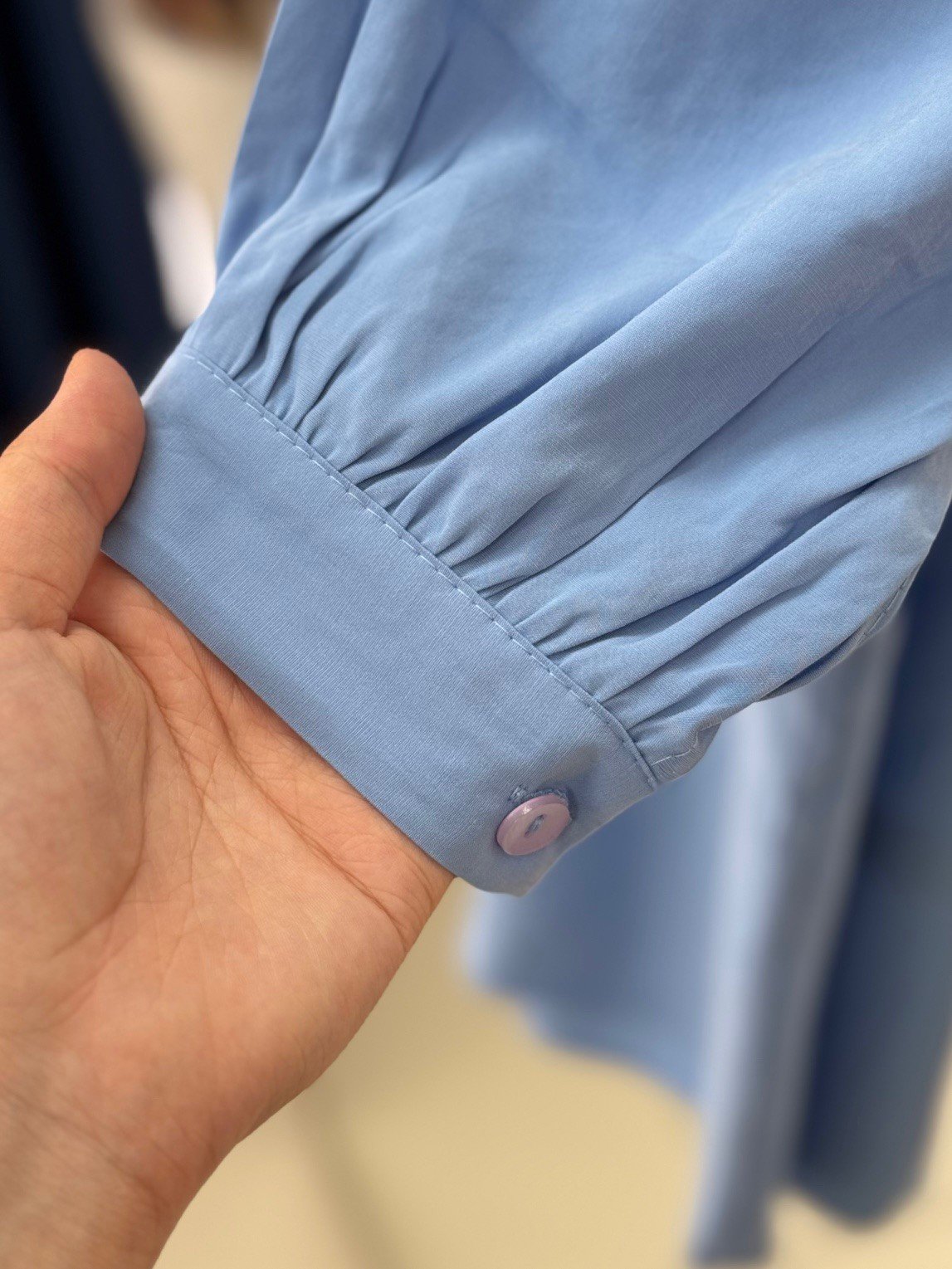 Miresia Bağcıklı Uzun Modal Gömlek-PE261 Mavi