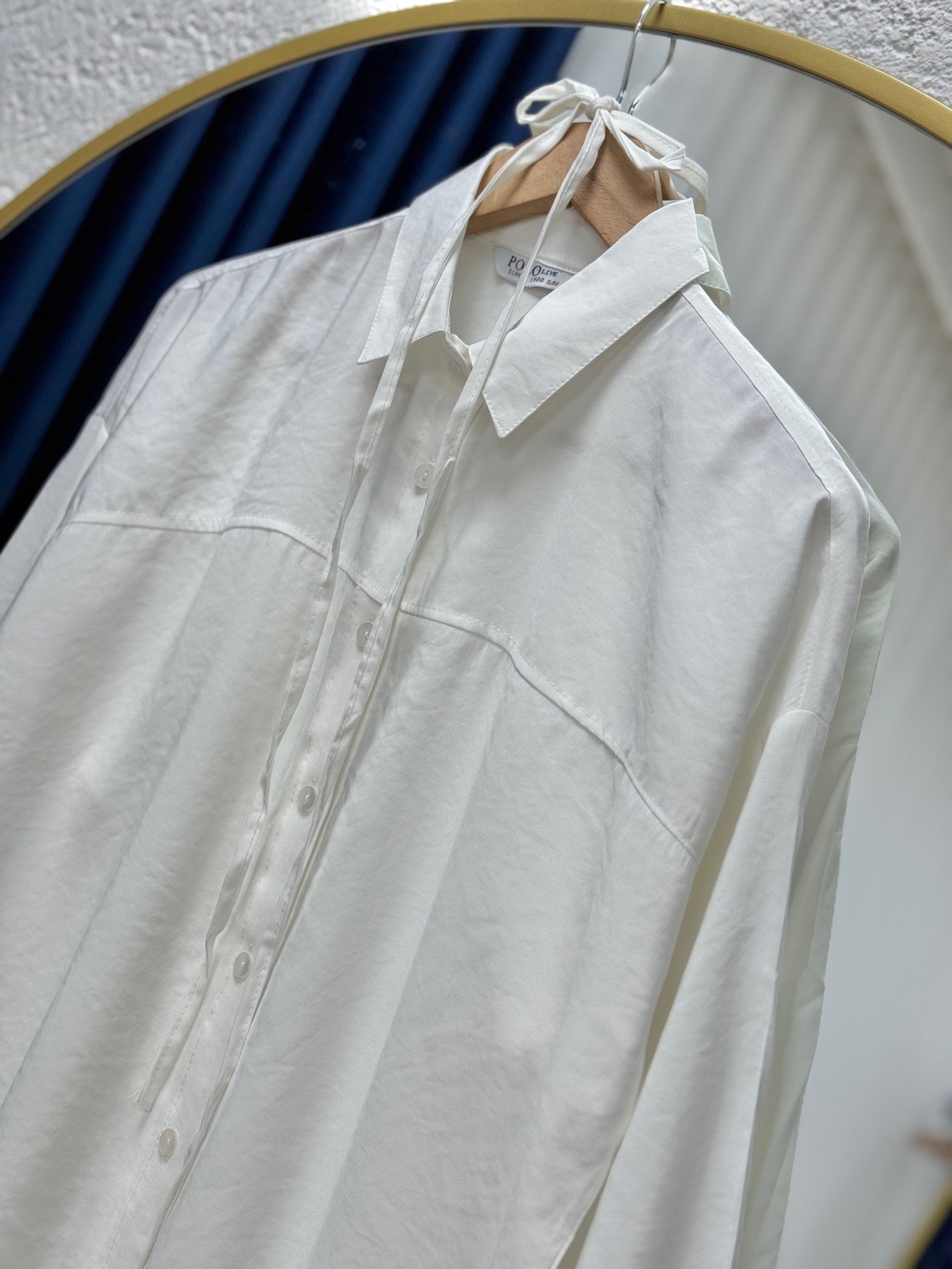 Miresia Bağcıklı Uzun Modal Gömlek-PE261 Beyaz