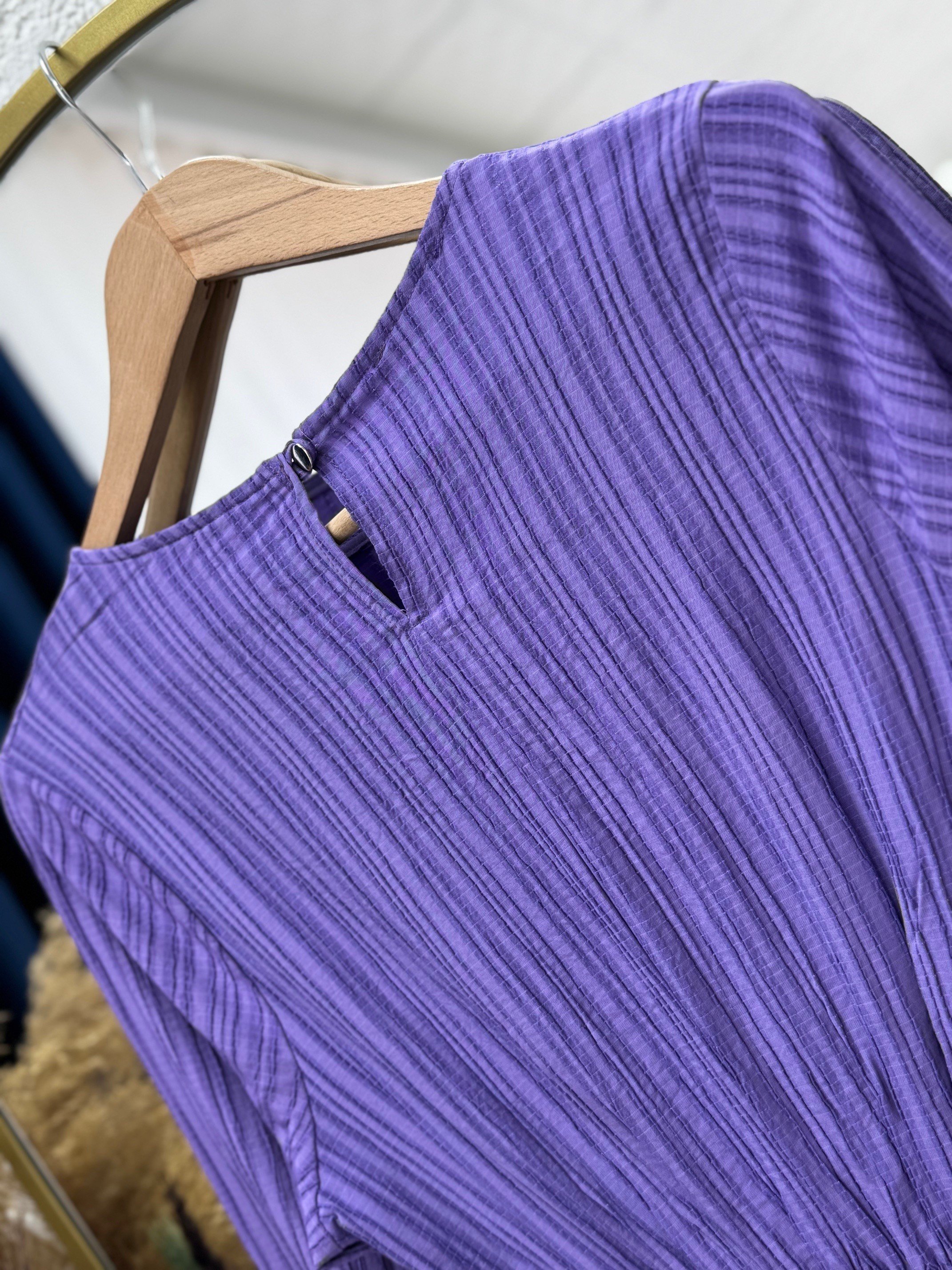 Miretta Yelekli Beli Lastikli Nada Elbise-Çİ510 Lila