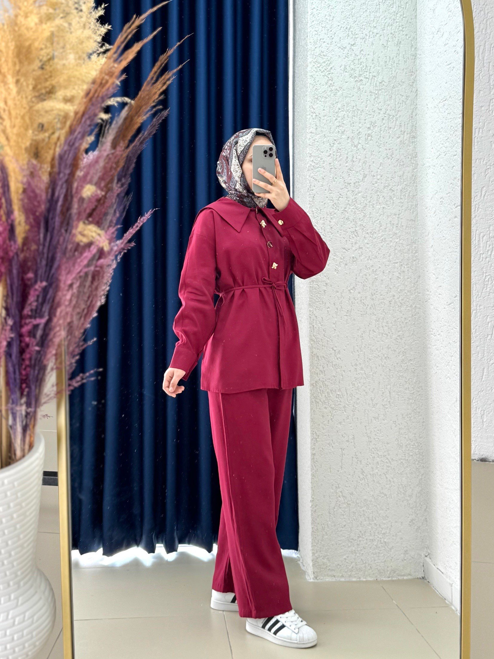 Morcote Metal Düğmeli Sivri Yaka Pantolonlu Takım-BN4377 Bordo