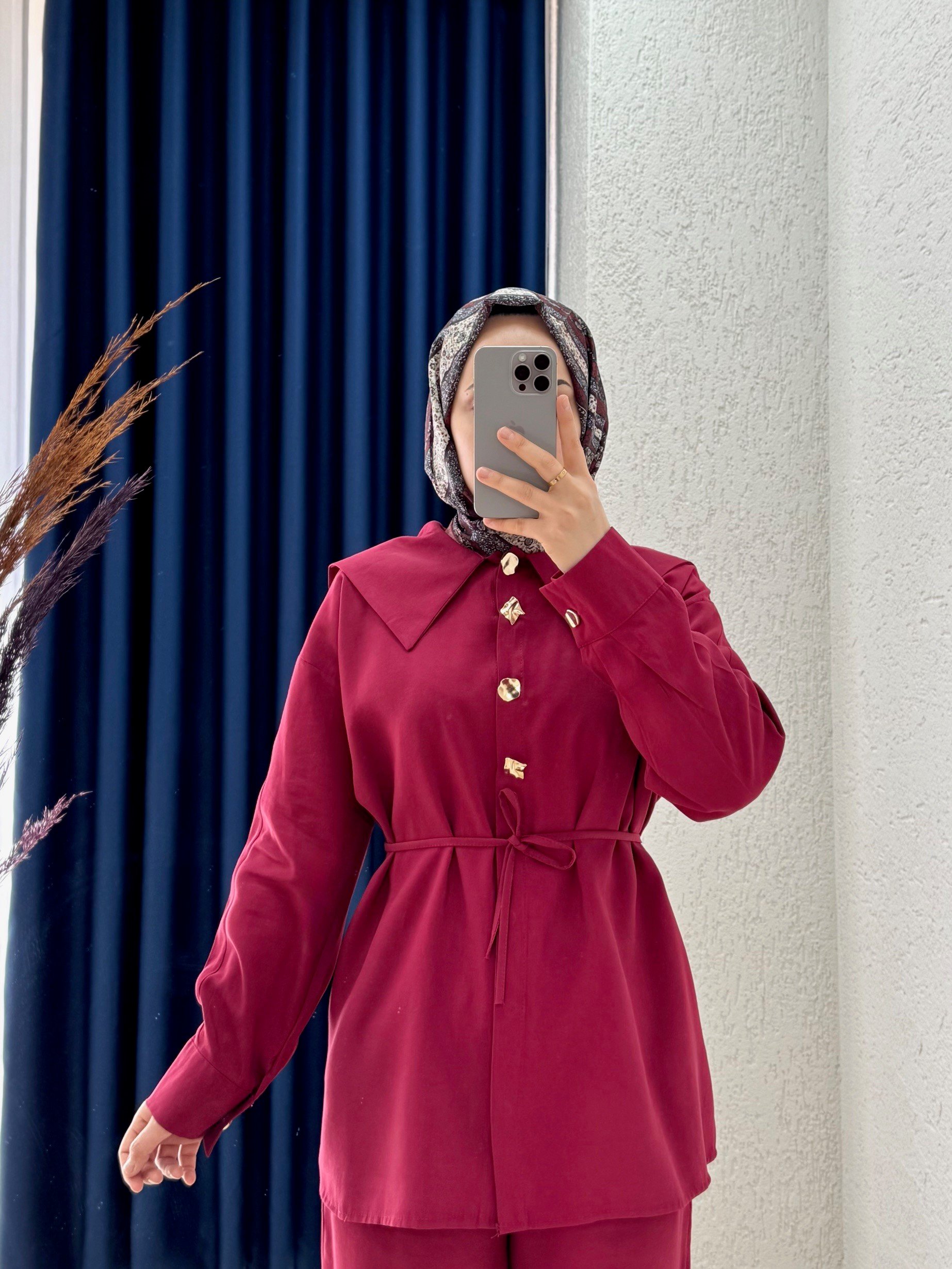 Morcote Metal Düğmeli Sivri Yaka Pantolonlu Takım-BN4377 Bordo