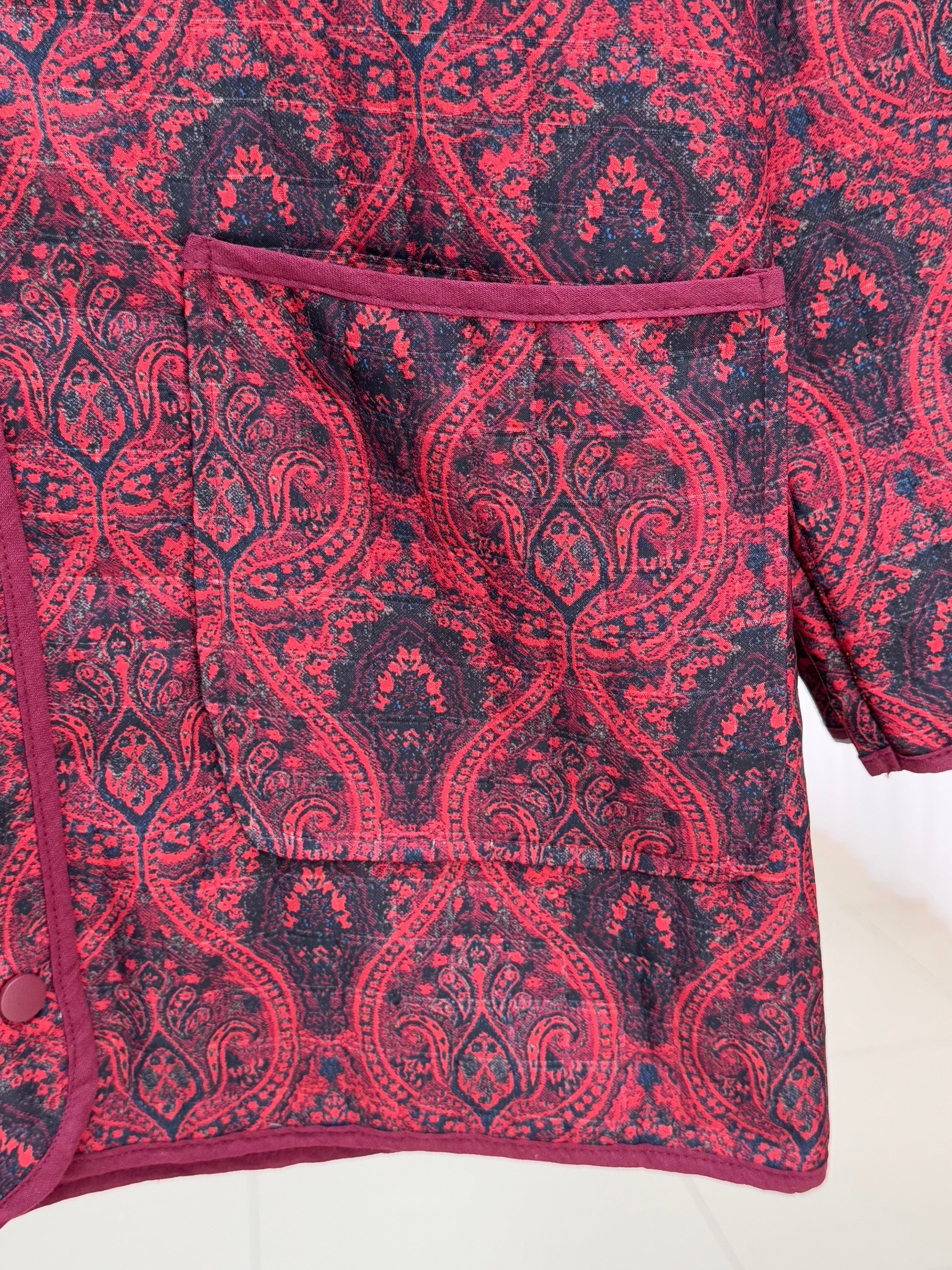 Mosina Etnik Desen Çift Cepli Kapitone Ceket-GS9950 Bordo