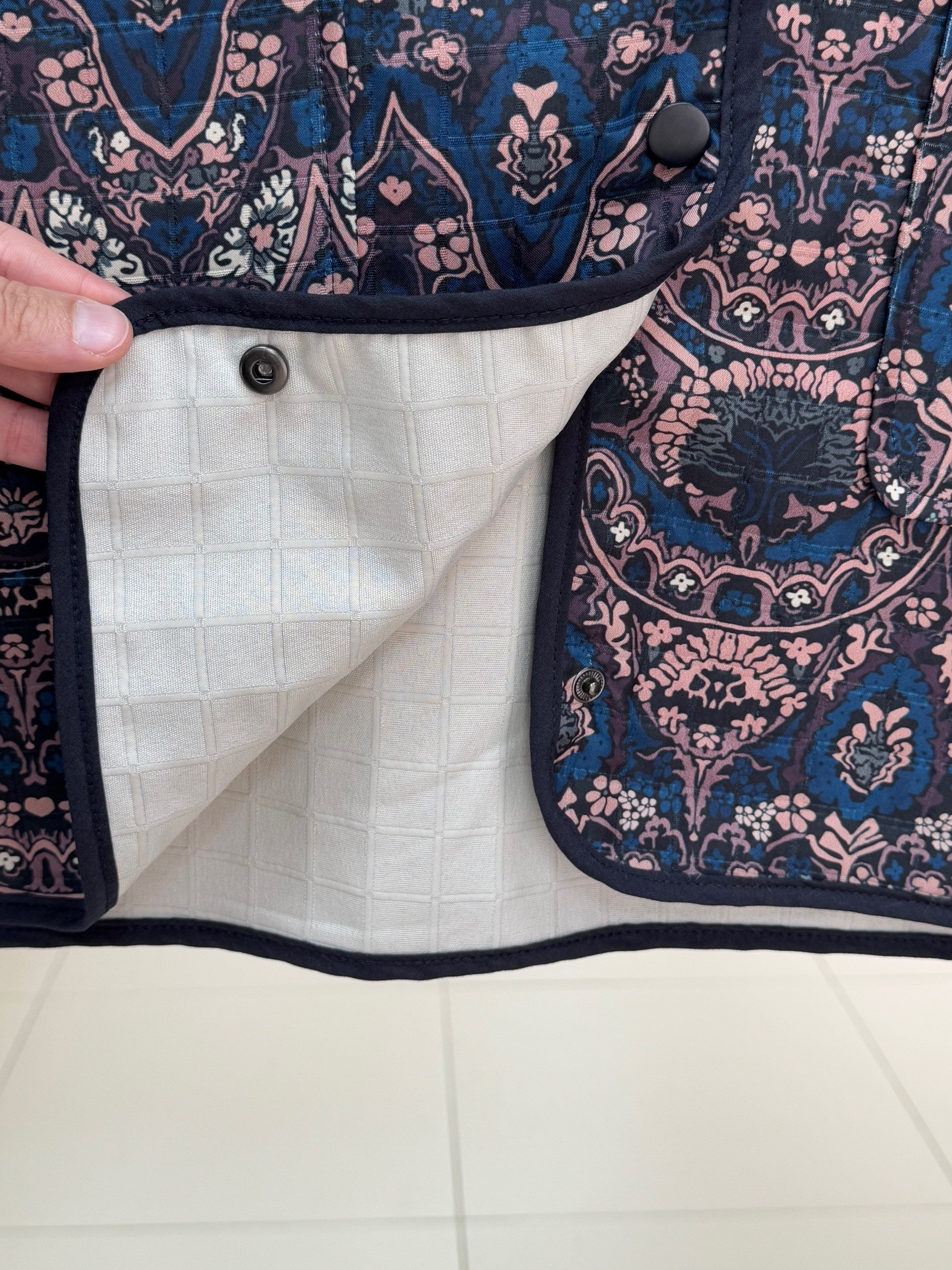 Mosina Etnik Desen Çift Cepli Kapitone Ceket-GS9950 Lacivert