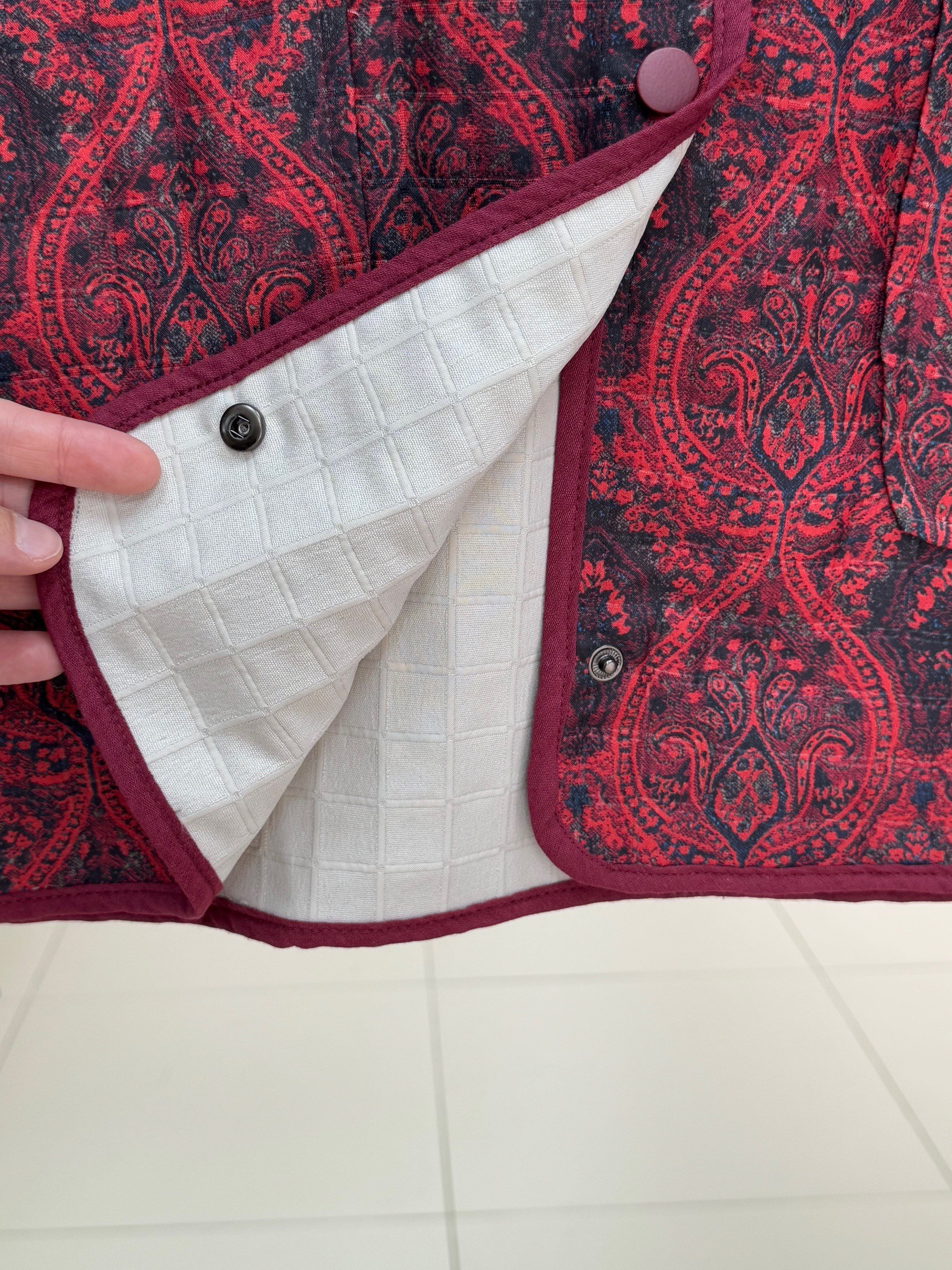 Mosina Etnik Desen Çift Cepli Kapitone Ceket-GS9950 Bordo