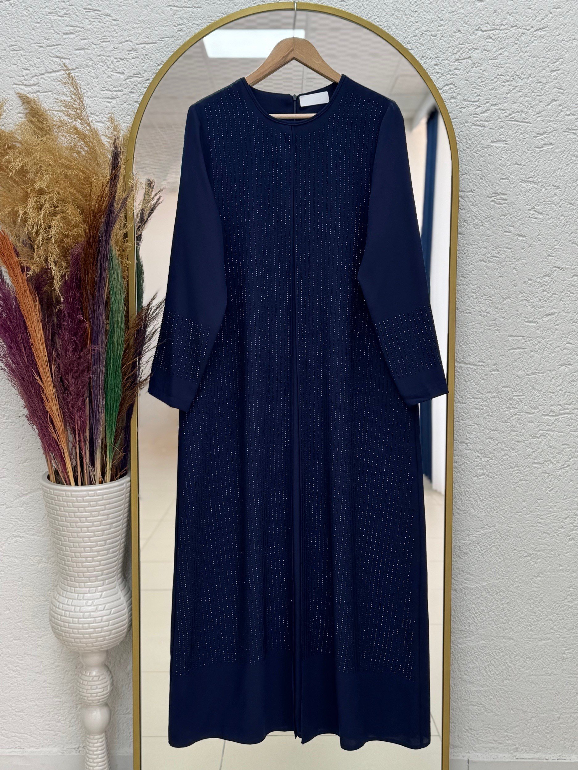 Nubella Kolları ve Önü Taşlı İkili Ferace-MB8509 Lacivert