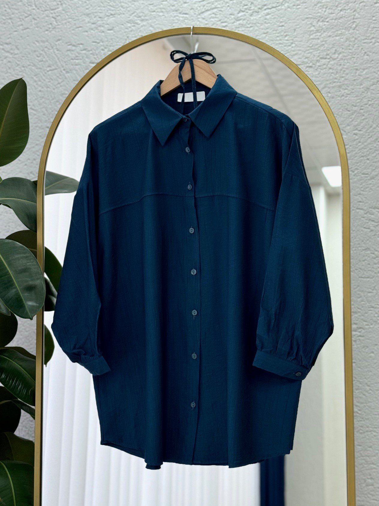 Nubona Önü Roba Detaylı Tunik-AS5897 Lacivert