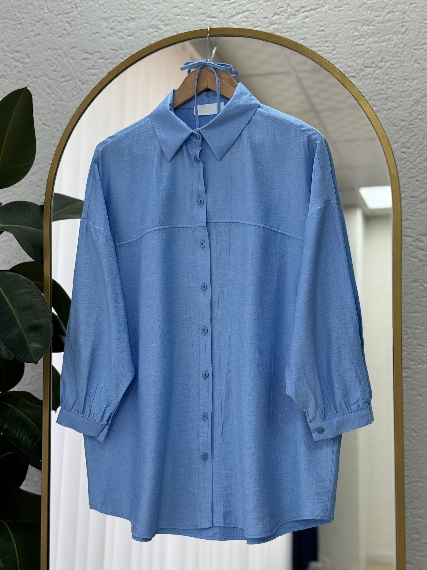 Nubona Önü Roba Detaylı Tunik-AS5897 Mavi