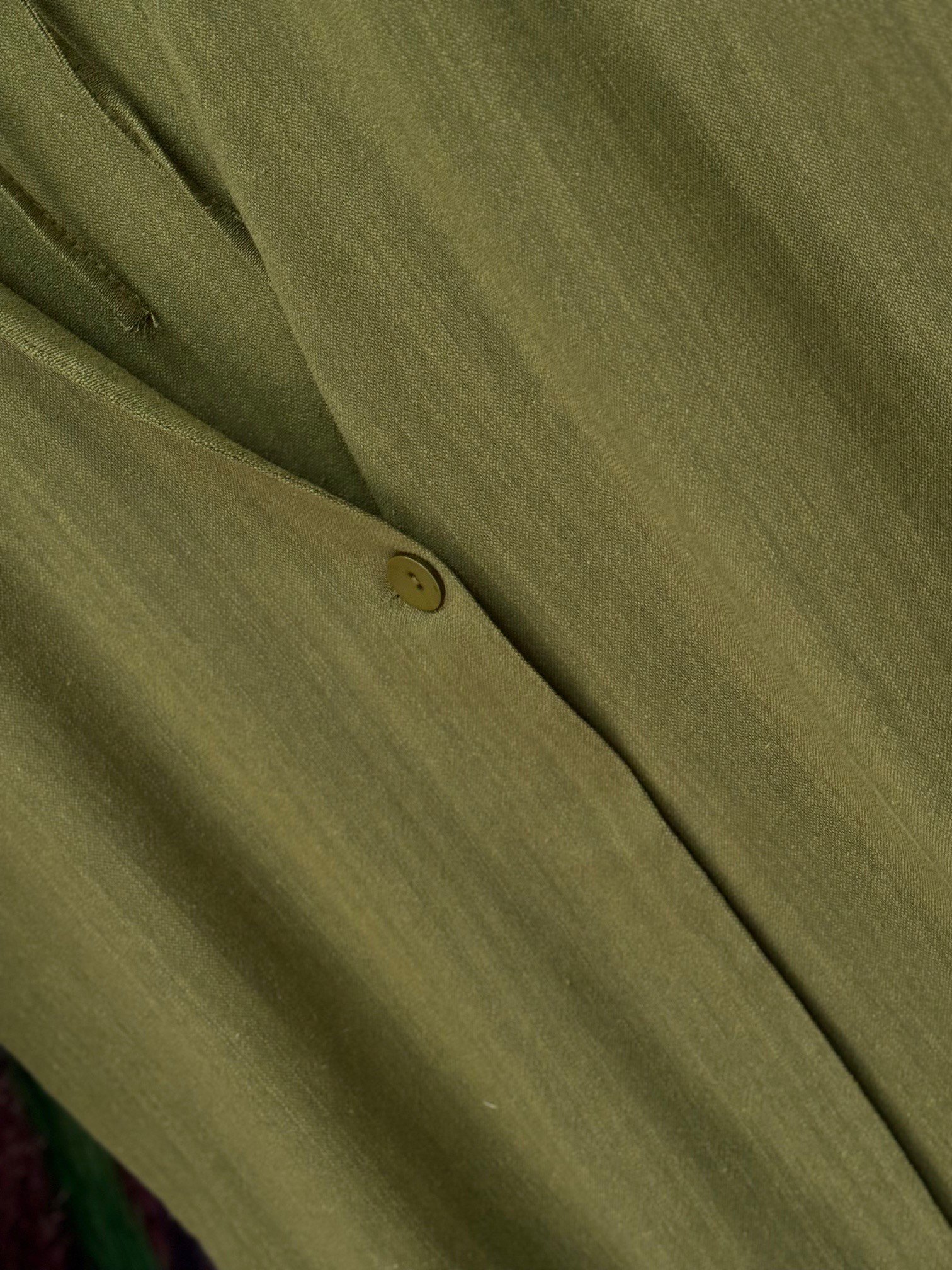 Nubonia Tek Düğmeli Keten Yelek-AS872 Haki