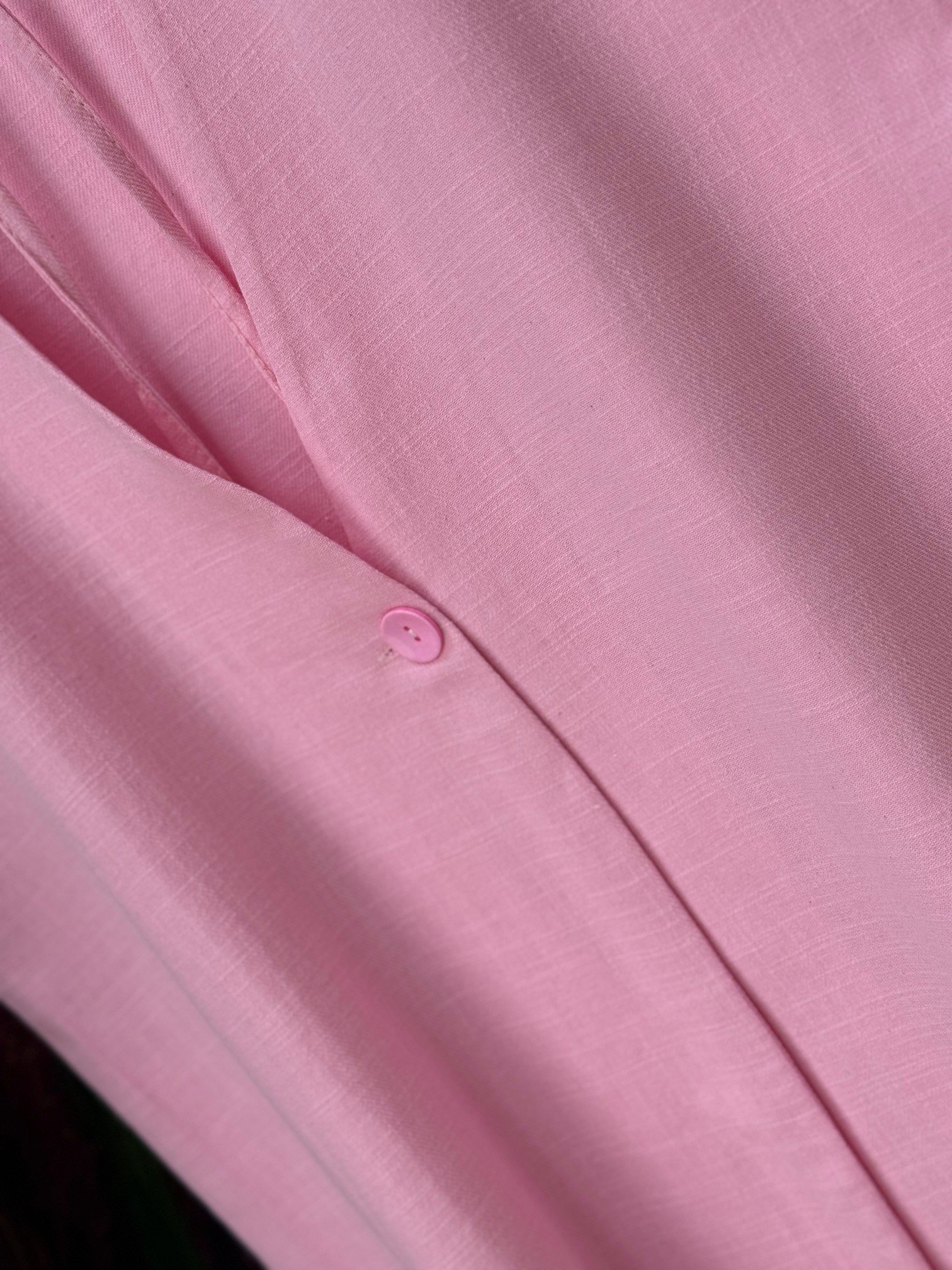 Nubonia Tek Düğmeli Keten Yelek-AS872 Pembe