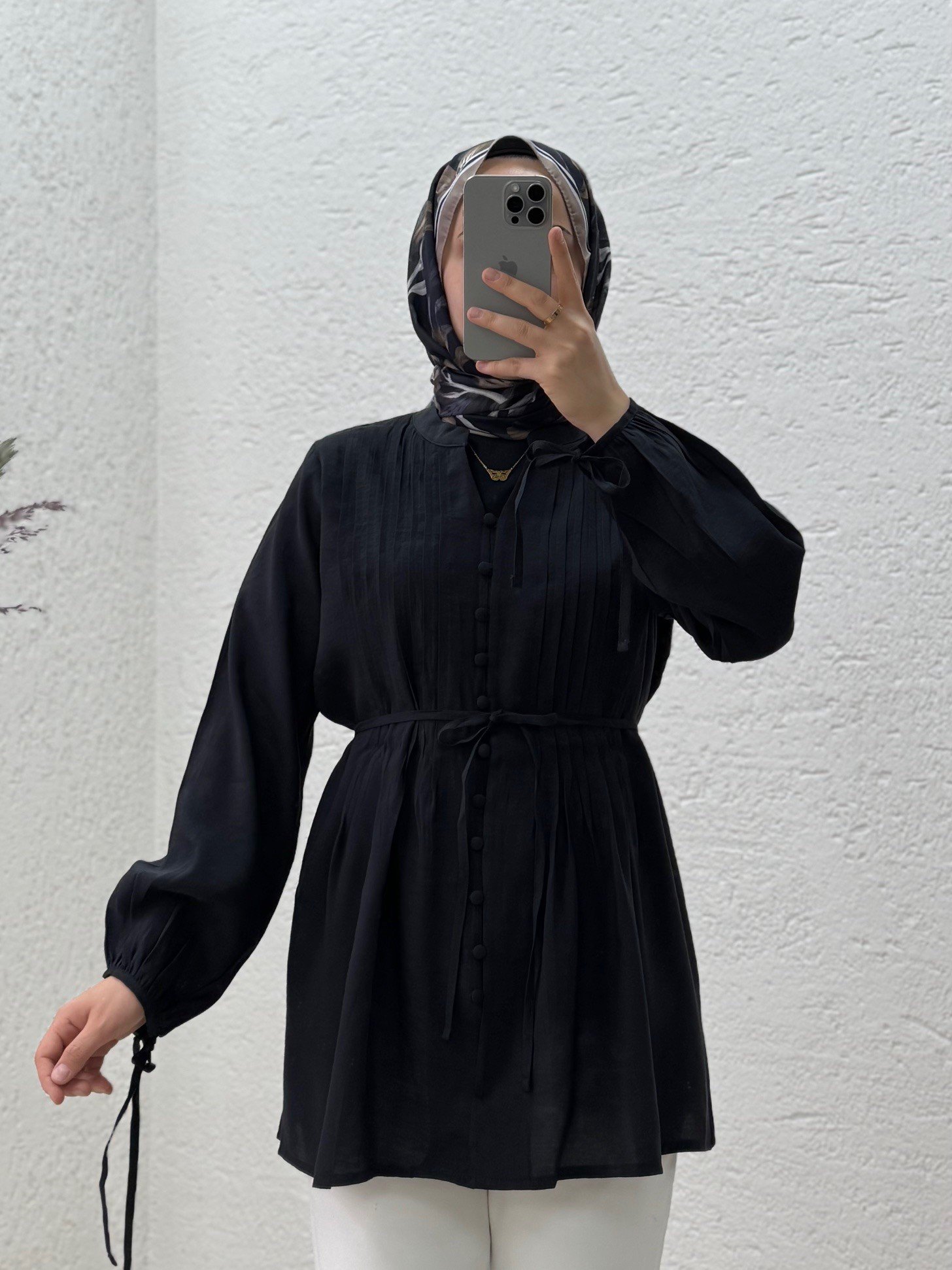 Orelira Nervür Dikiş Detaylı Gömlek-EU2959 Siyah