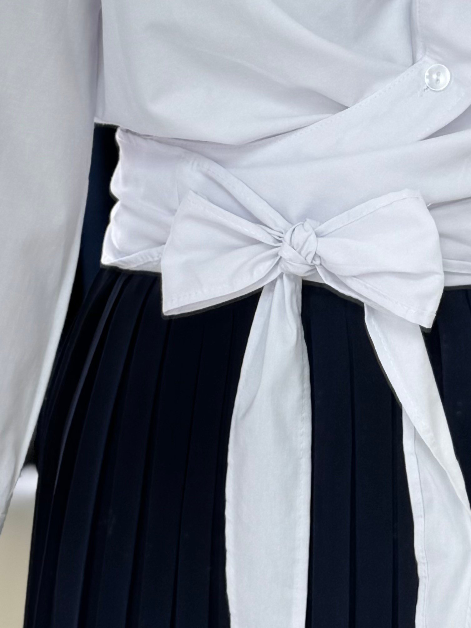 Pamira Belden Bağlamalı Gömlek-BN4205 Beyaz