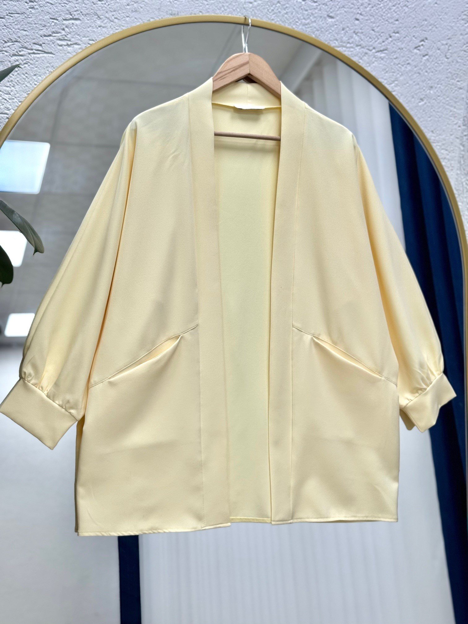 Rana Cep Detay Atlas Hırka-AS02423 Sarı