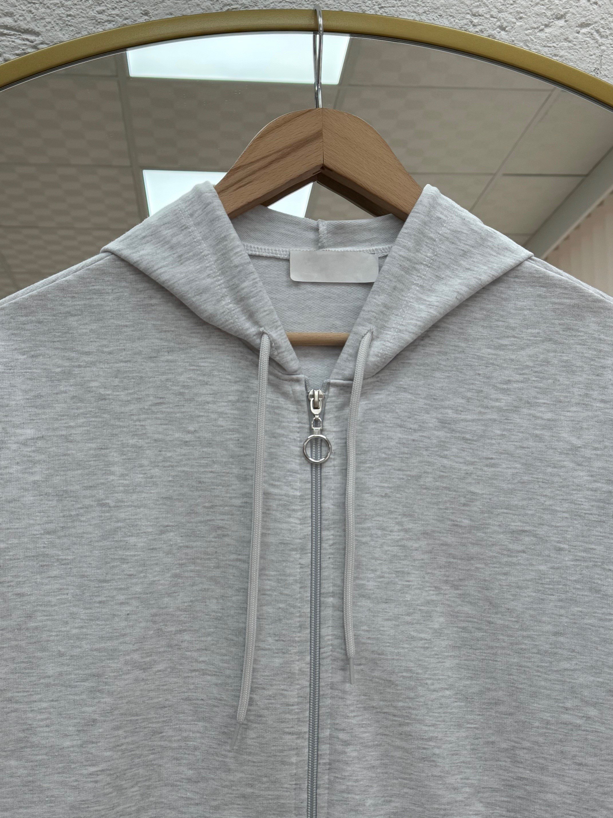 Reyuna Kangru Cepli Fermuarlı İki İp Hırka-BN4248 Gri