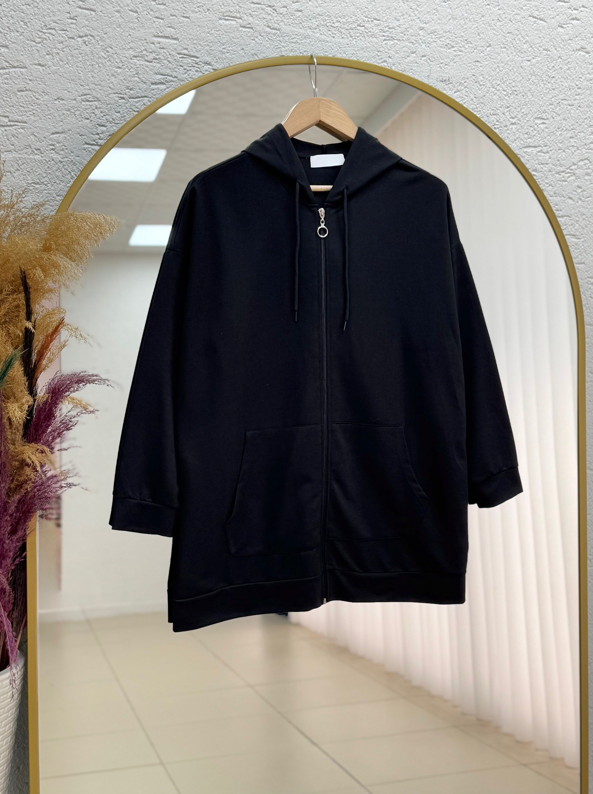 Reyuna Kangru Cepli Fermuarlı İki İp Hırka-BN4248 Siyah