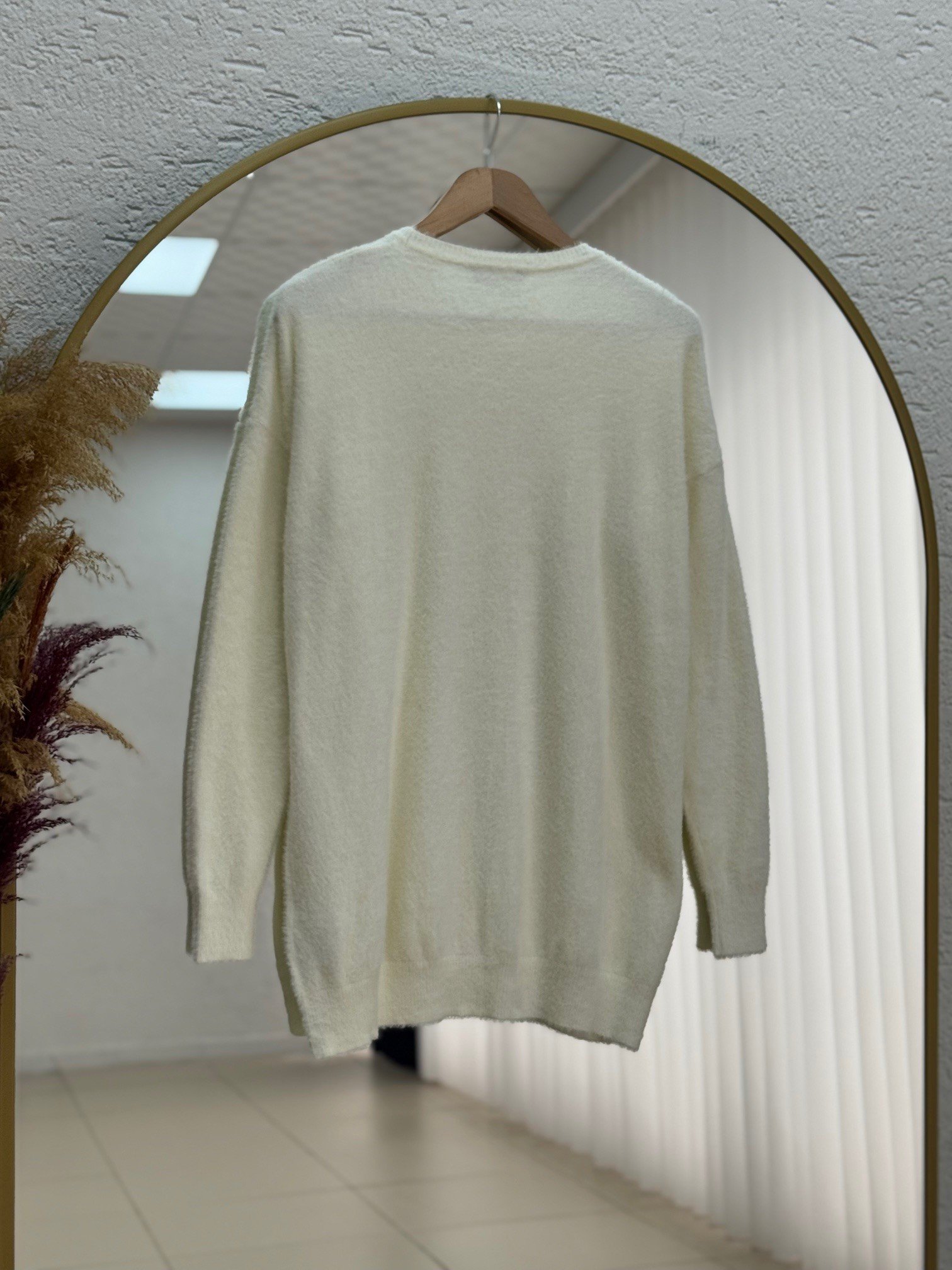 Seraphina Kolu ve Altı Lastikli Sakallı Tunik-KR3154 Beyaz