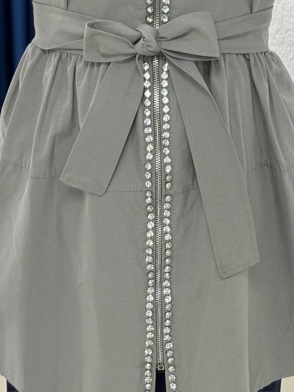 Serenya Taş Detaylı Fermuarlı Ceket-Çİ474 Mint