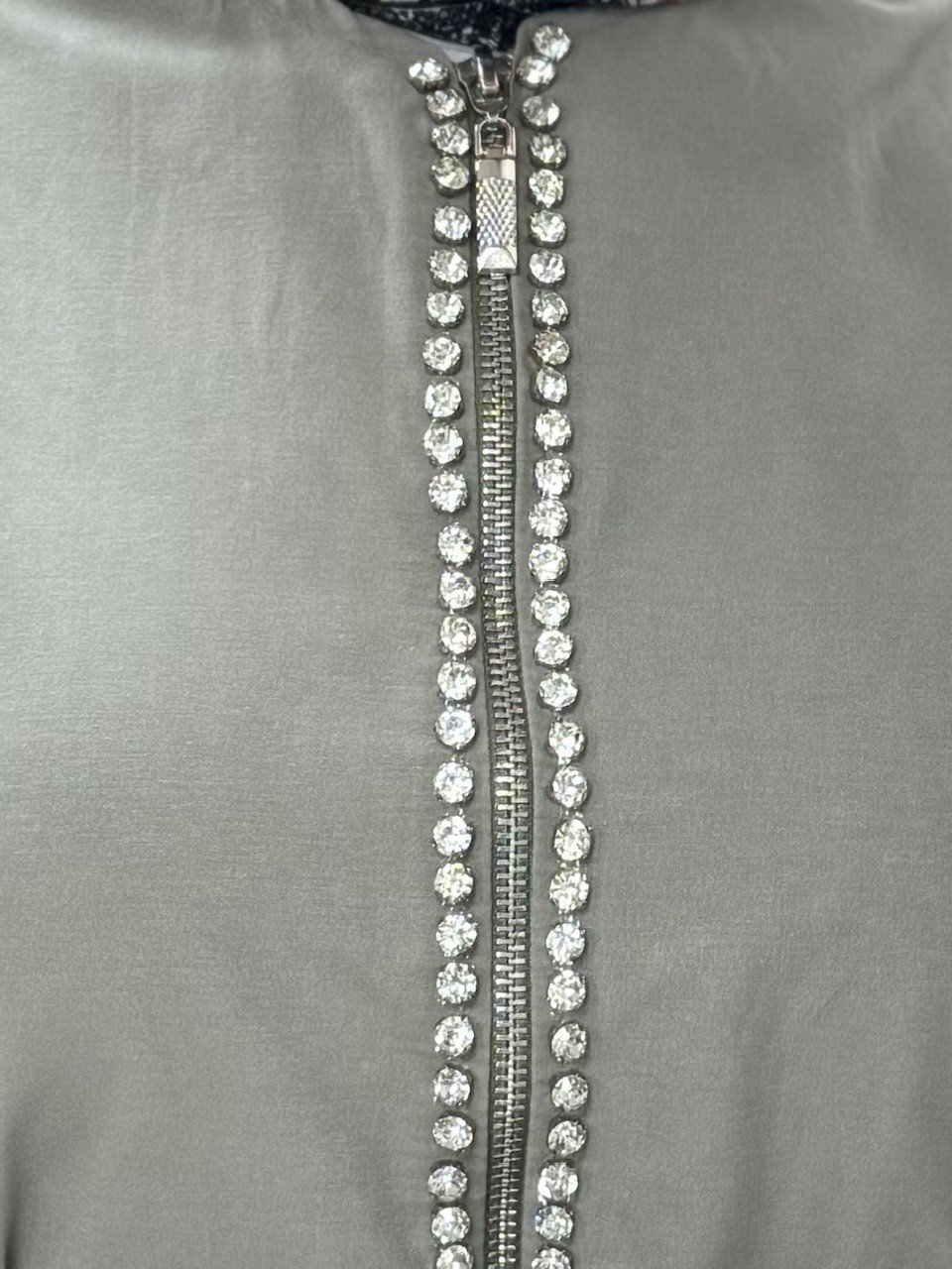 Serenya Taş Detaylı Fermuarlı Ceket-Çİ474 Mint