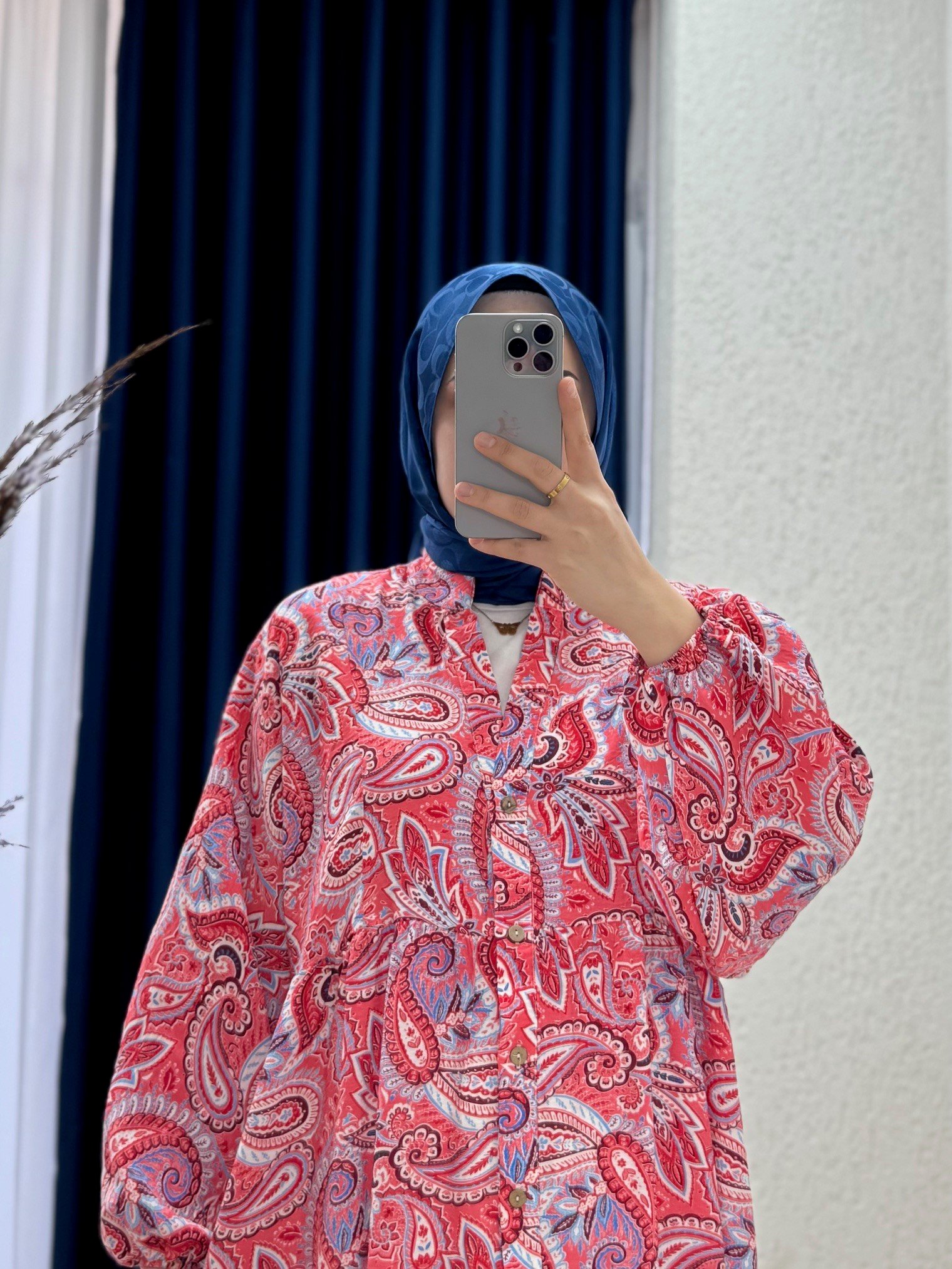 Serina Desenli Elbise-SA2559 Fuşya