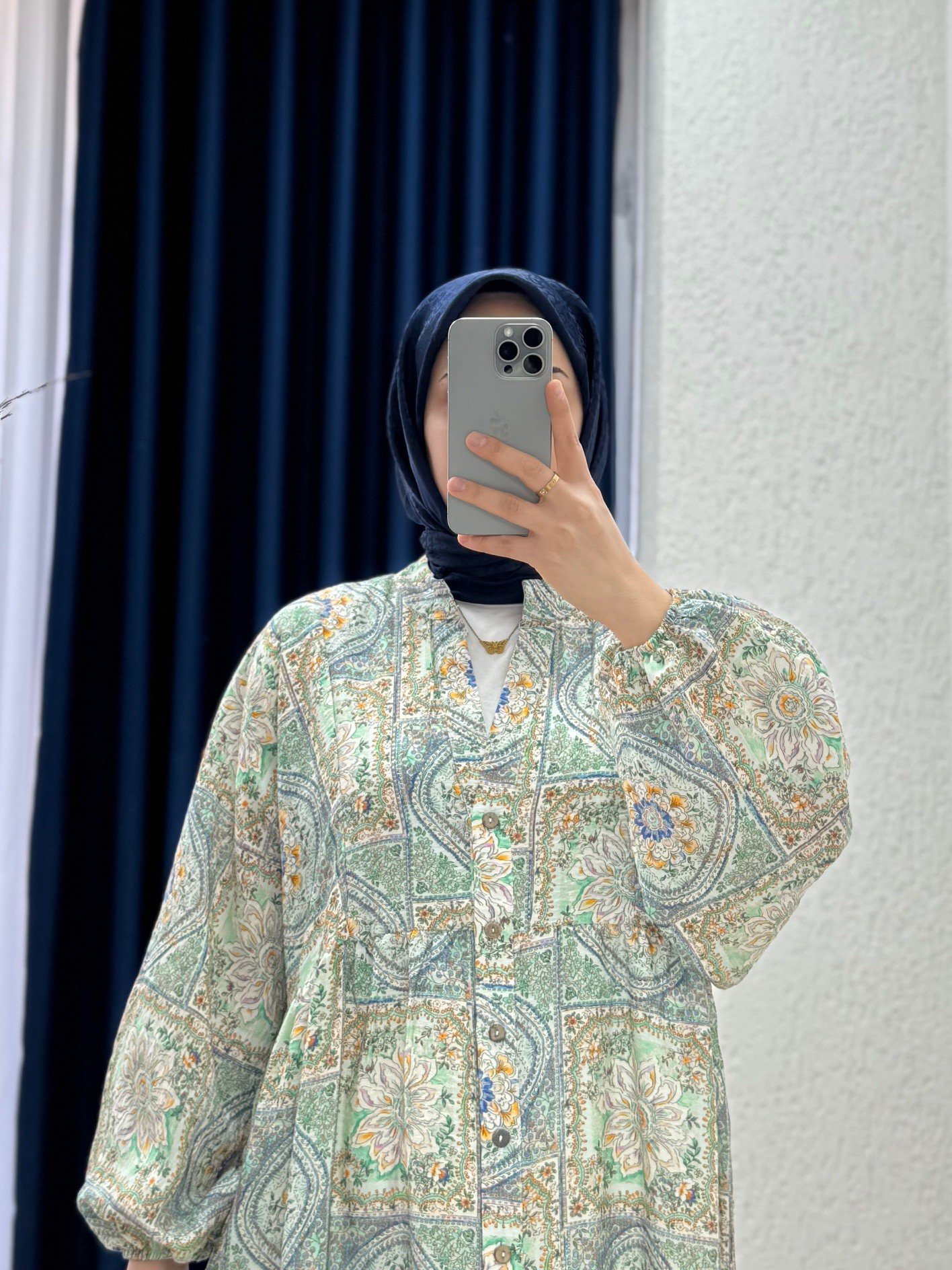 Serina Desenli Elbise-SA2559 Mint