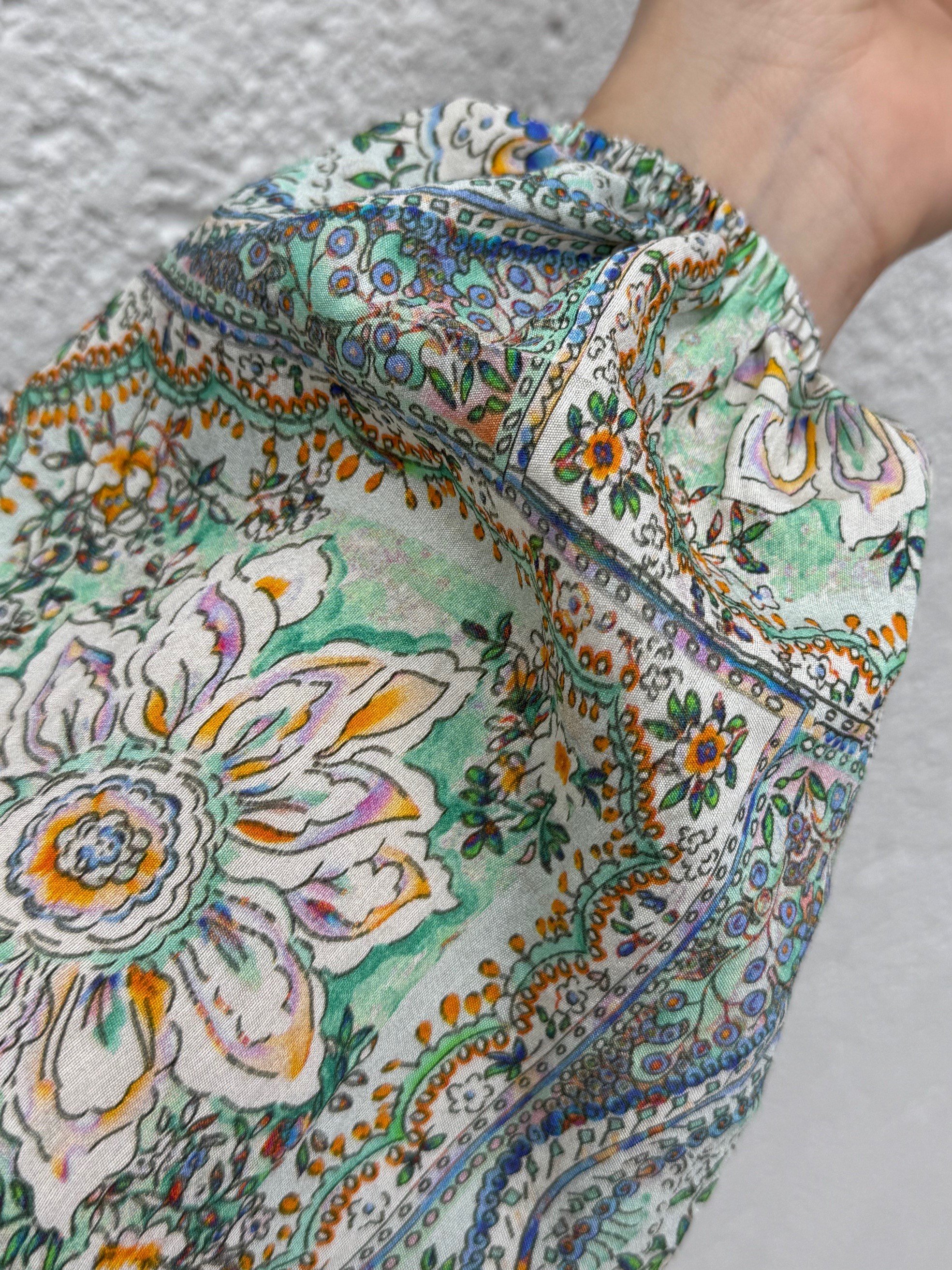 Serina Desenli Elbise-SA2559 Mint