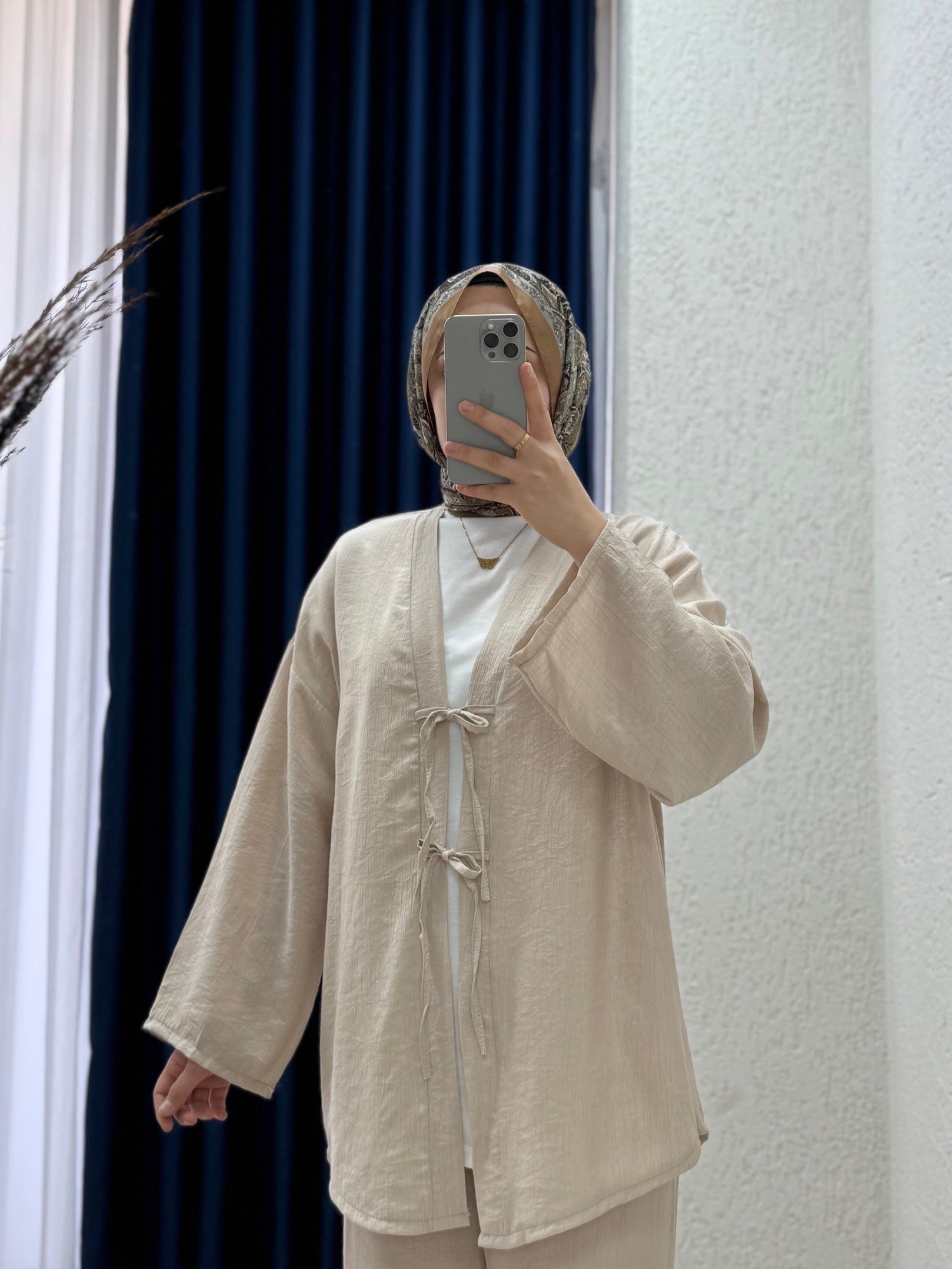 Serisa Önü  Bağlamalı Pantolonlu Takım-TN0007 Taş