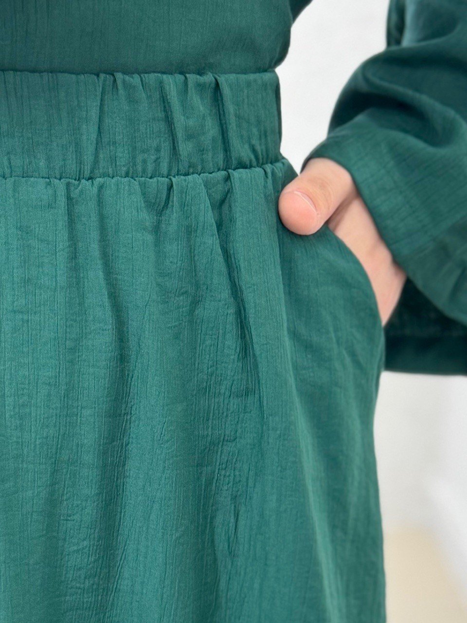 Serona Üstü Kimono Etekli Çilek Takım-EK556-AS079 Zümrüt Yeşili
