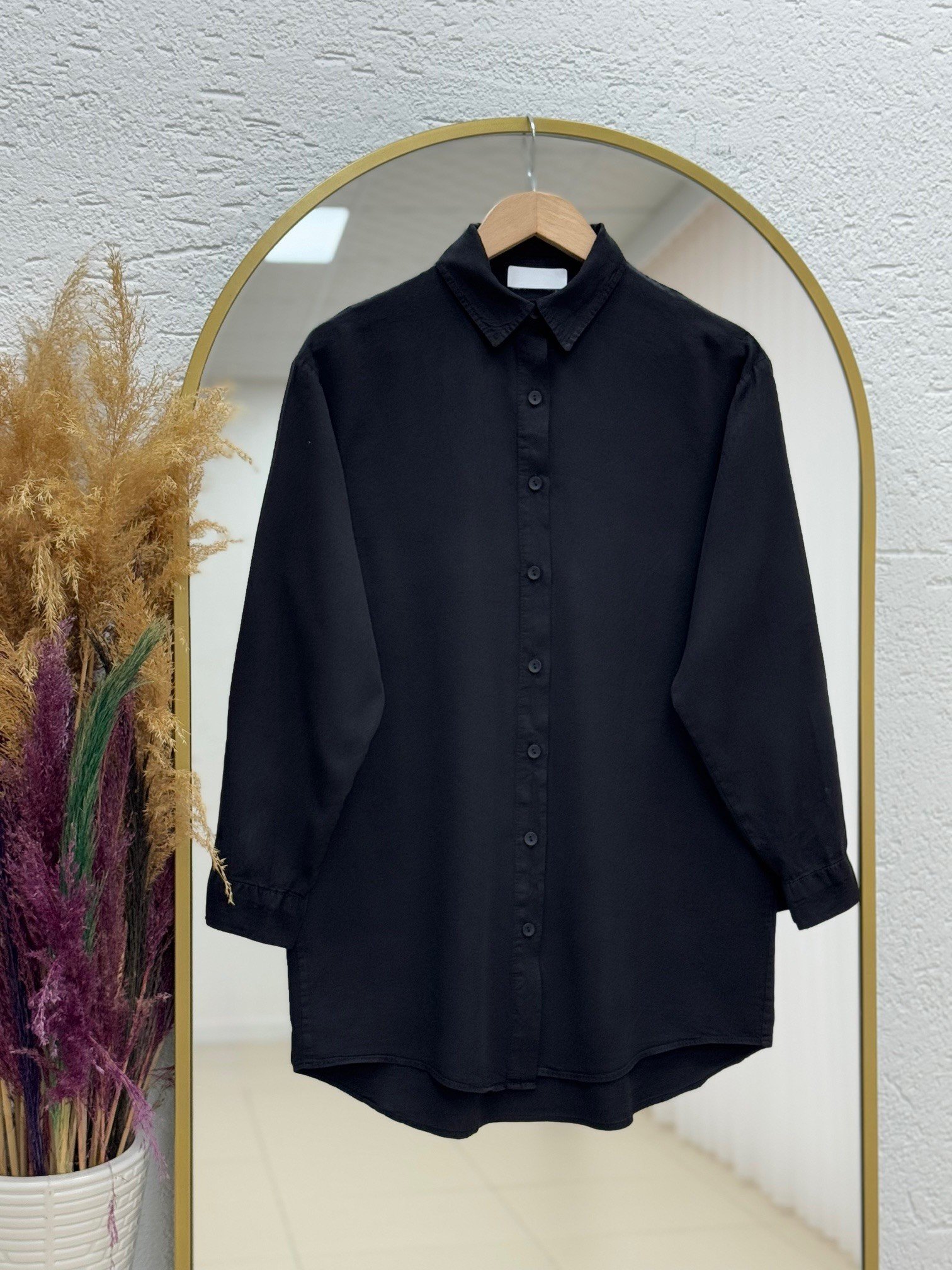 Sima Önü Kısa Arkası Uzun Gömlek-MA3011 Siyah