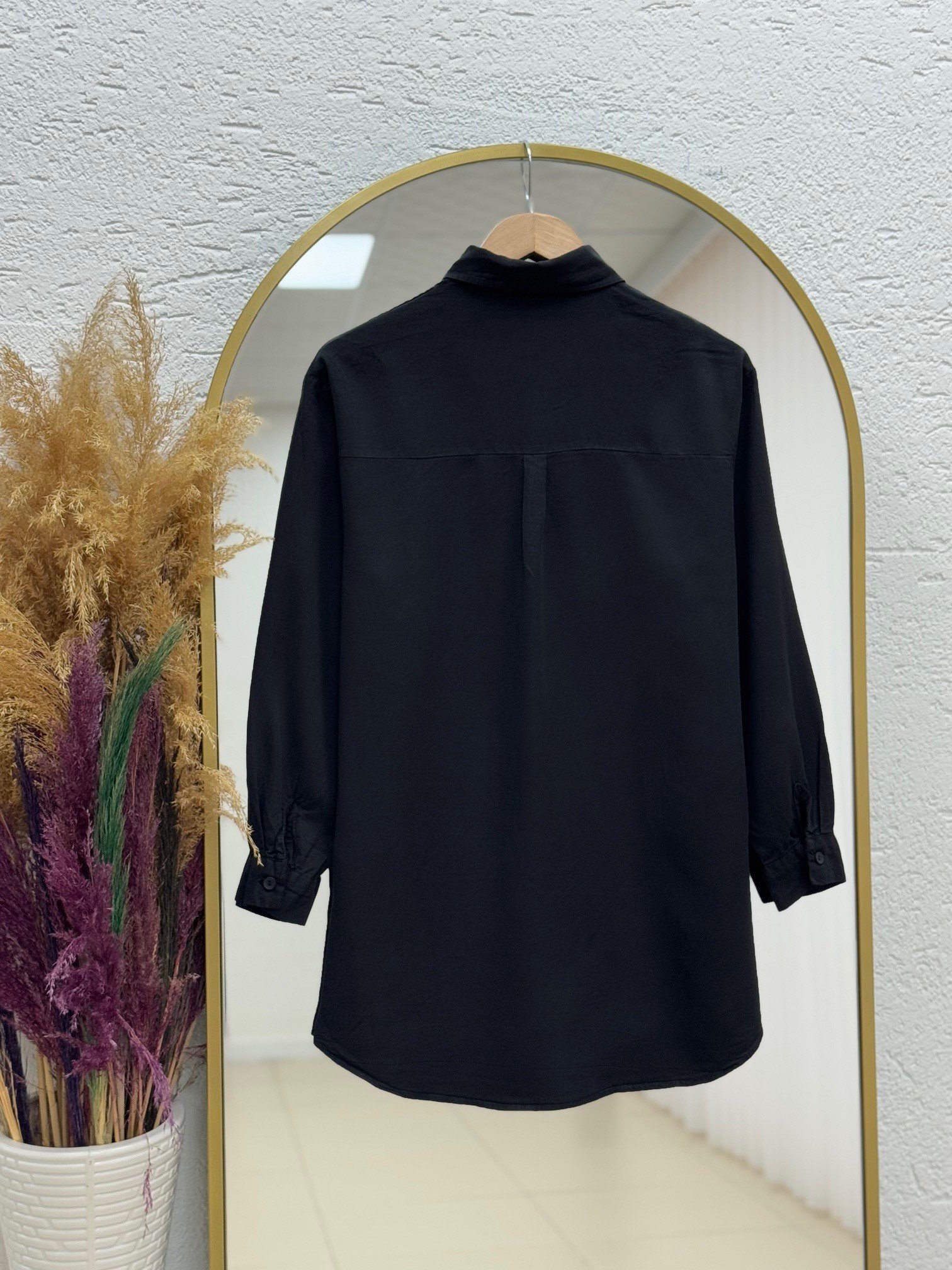 Sima Önü Kısa Arkası Uzun Gömlek-MA3011 Siyah