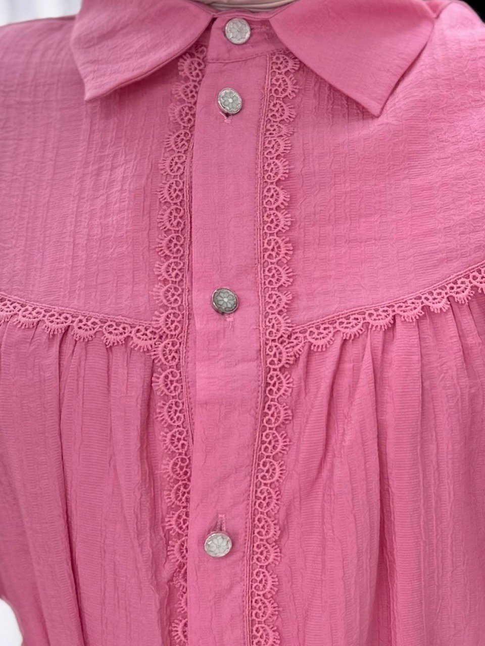 Sorasya Yarım Patlı Kat Detaylı Elbise-AY8597 Pembe