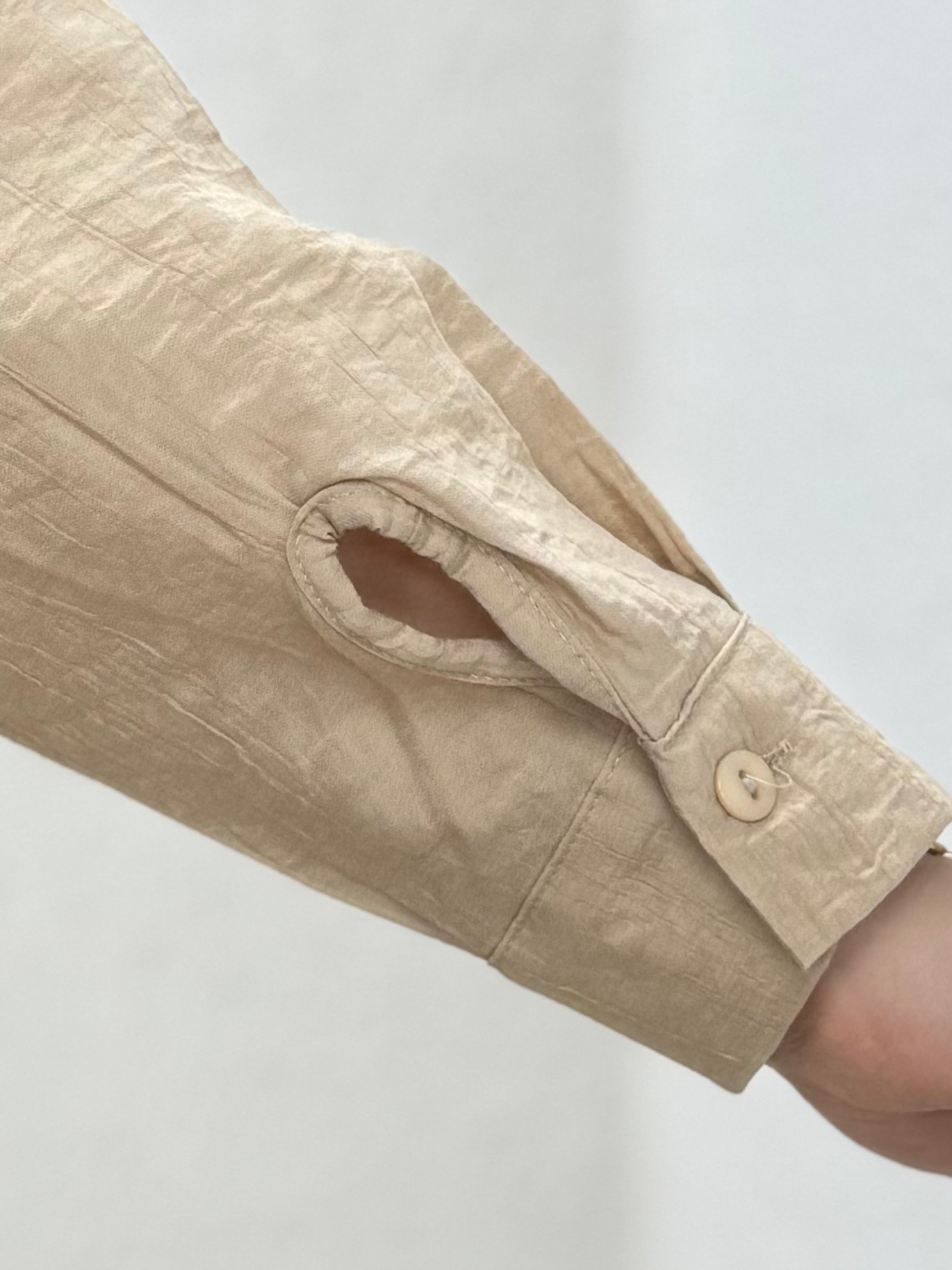 Sorenya Önü Kısa Arkası Uzun Çilek Kumaş Gömlek-Zİ2133 Vizon