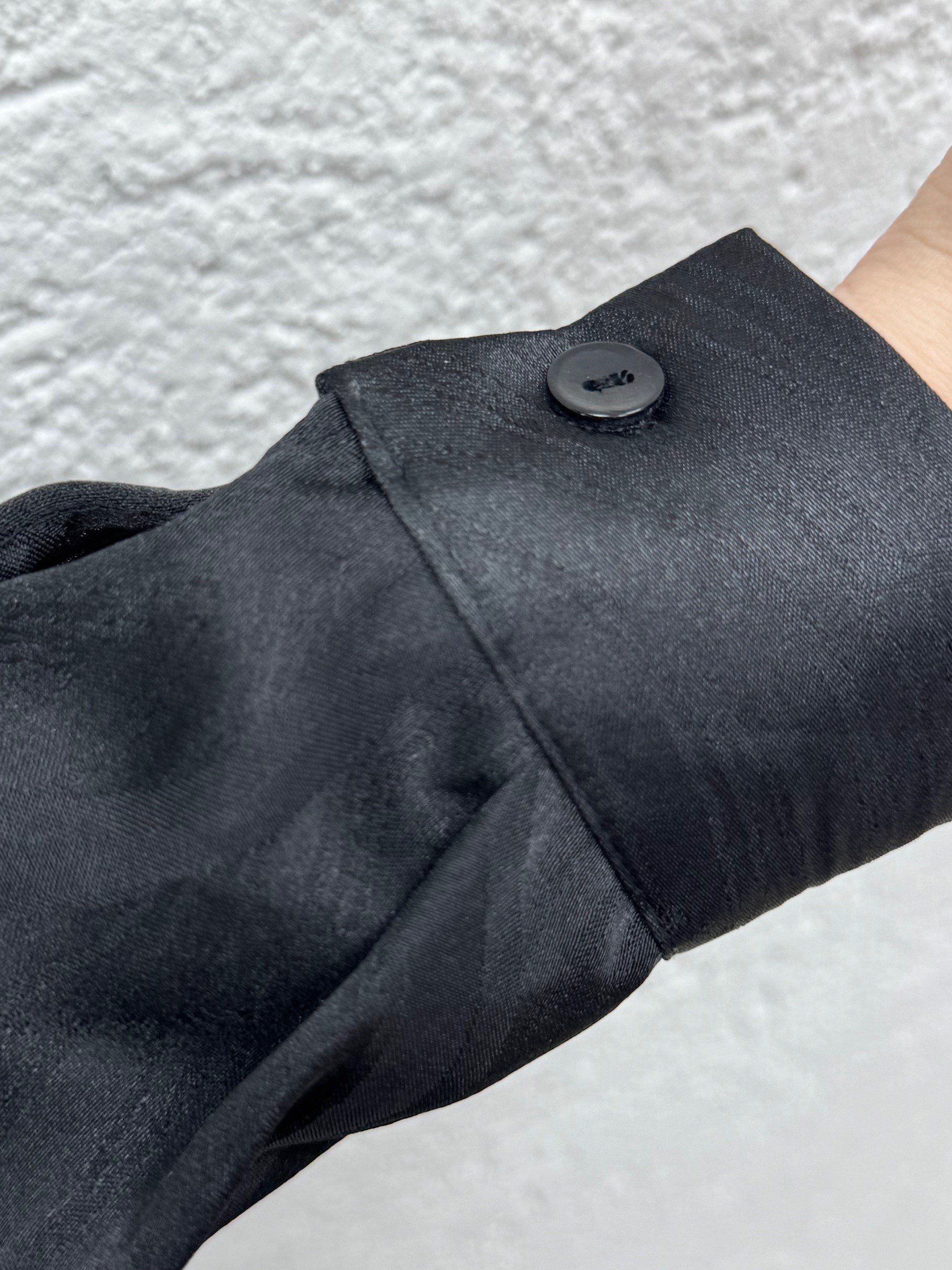 Soressa Kendinden Desenli Jakarlı Gömlek-BN4122 Siyah