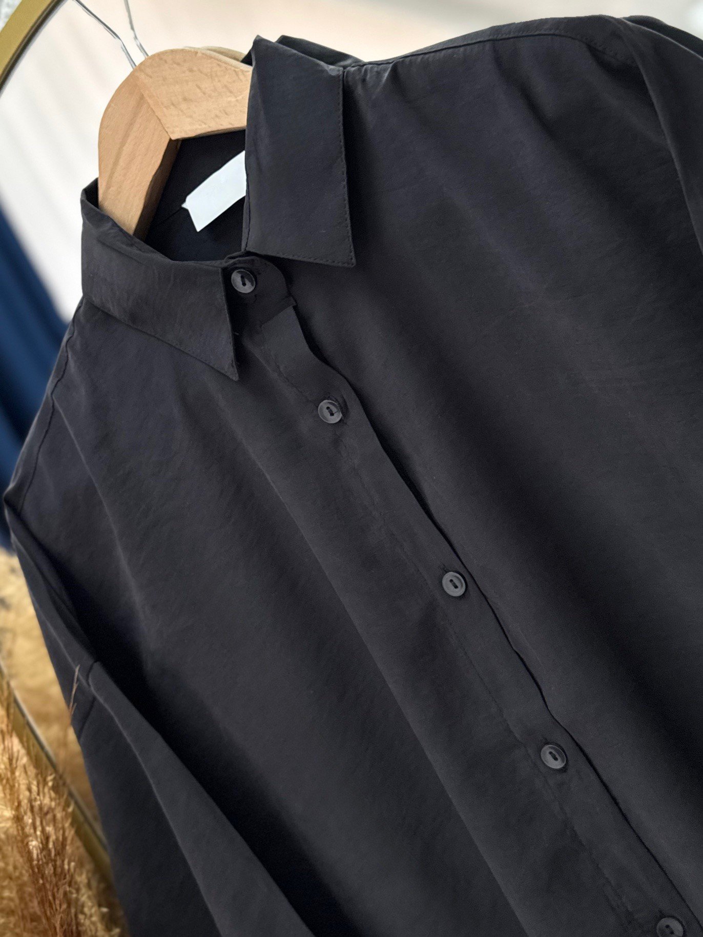 Verona Önü Kısa Arkası Uzun Modal Gömlek-PE215 Siyah