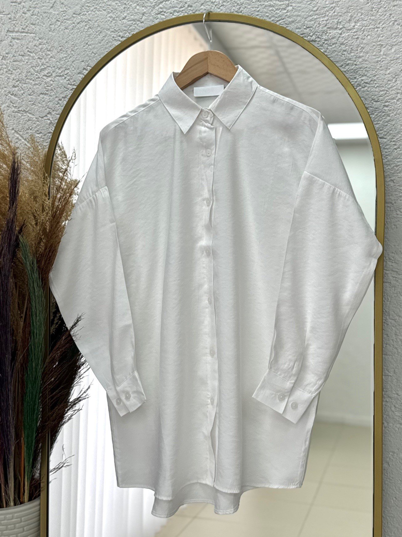 Verona Önü Kısa Arkası Uzun Modal Gömlek-PE215 Beyaz