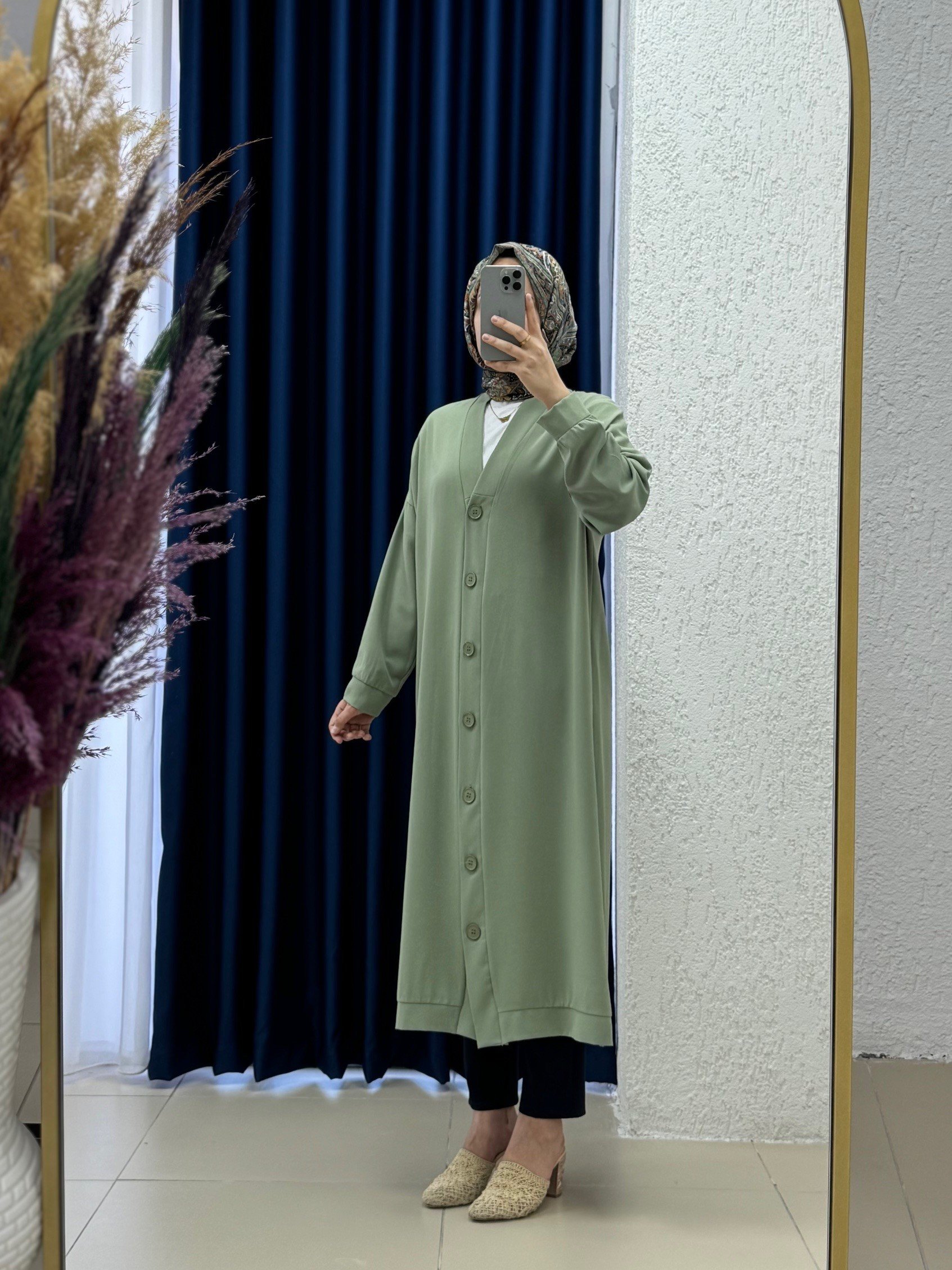 Vinara Düğmeli Linda Hırka-EL1586 Haki