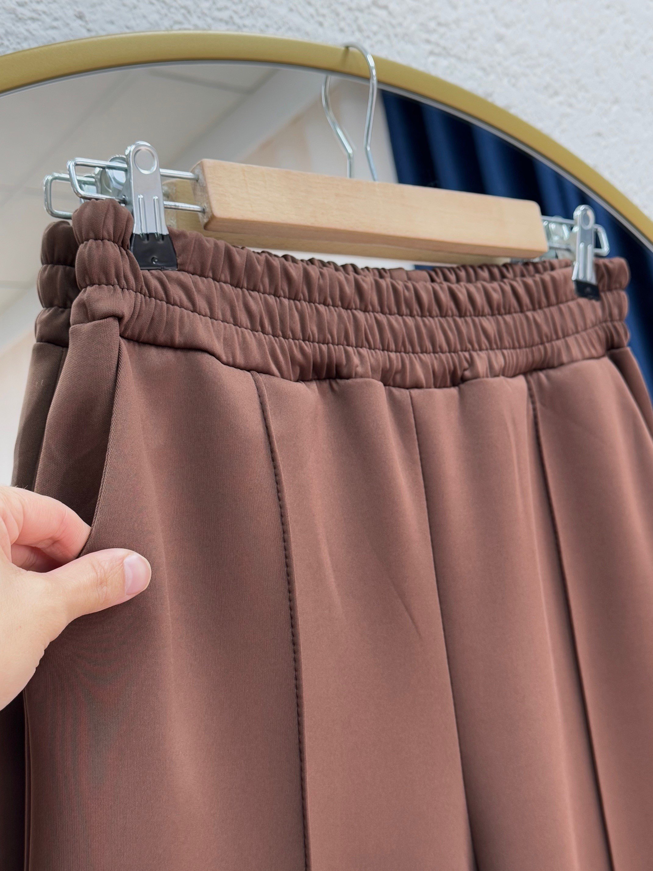 Zayna Bol Paça Çımalı Skuba Dalgıç Pantolon-MT3555 Kahve