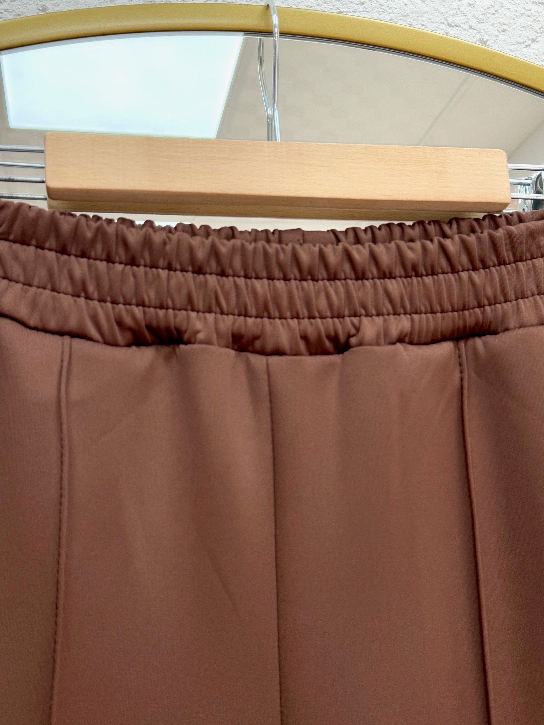 Zayna Bol Paça Çımalı Skuba Dalgıç Pantolon-MT3555 Kahve