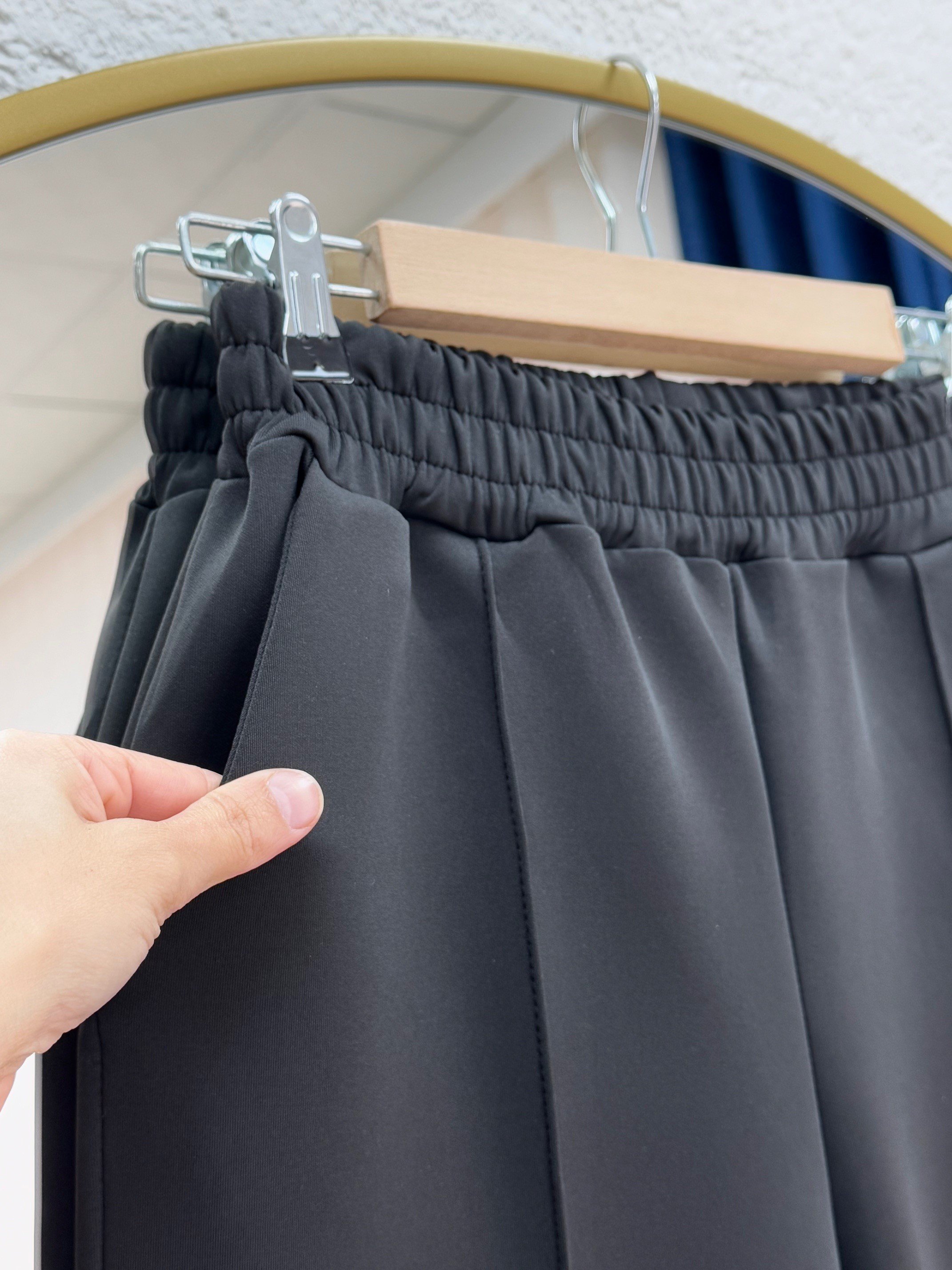 Zayna Bol Paça Çımalı Skuba Dalgıç Pantolon-MT3555 Siyah