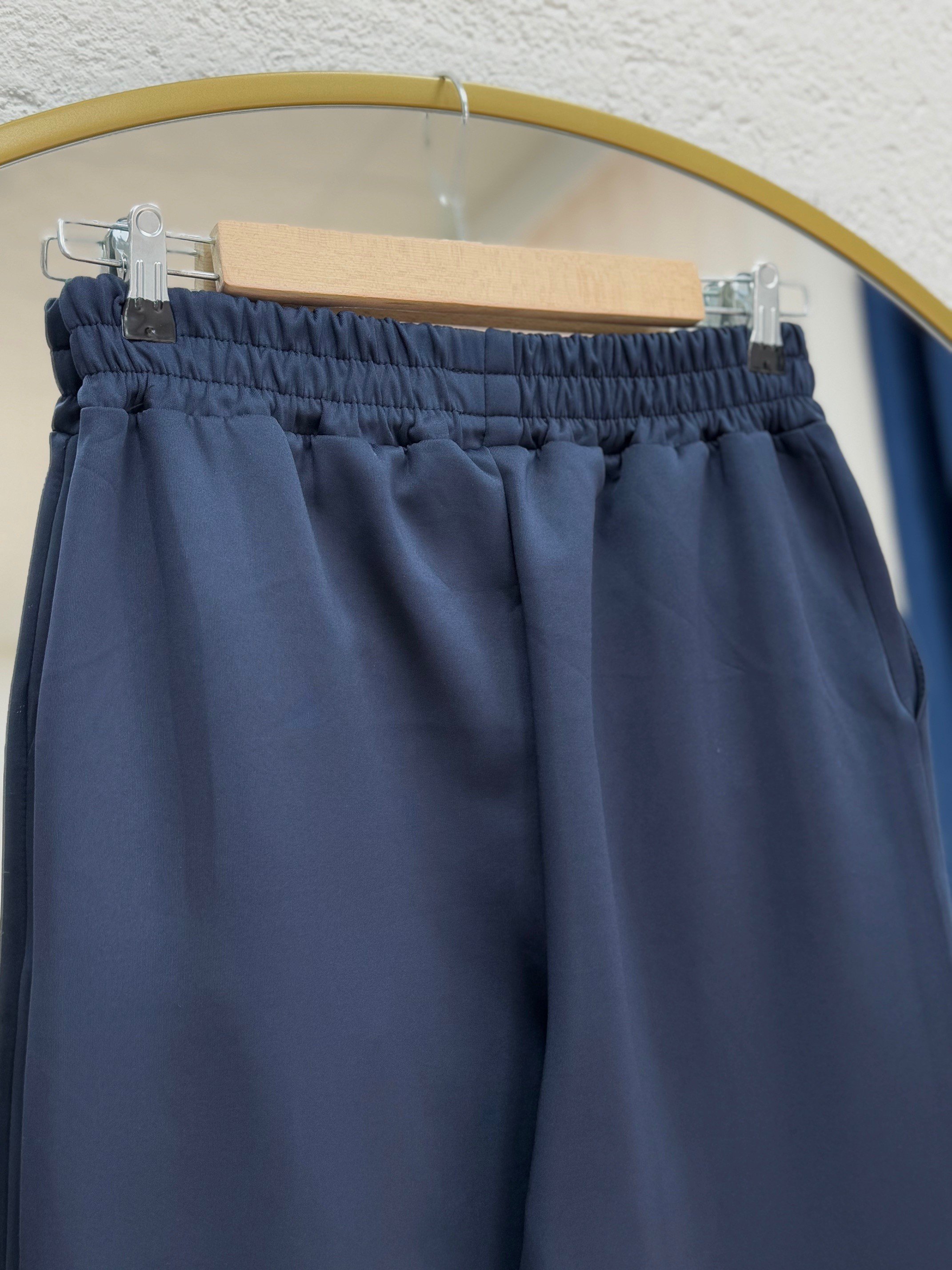 Zayna Bol Paça Çımalı Skuba Dalgıç Pantolon-MT3555 Lacivert