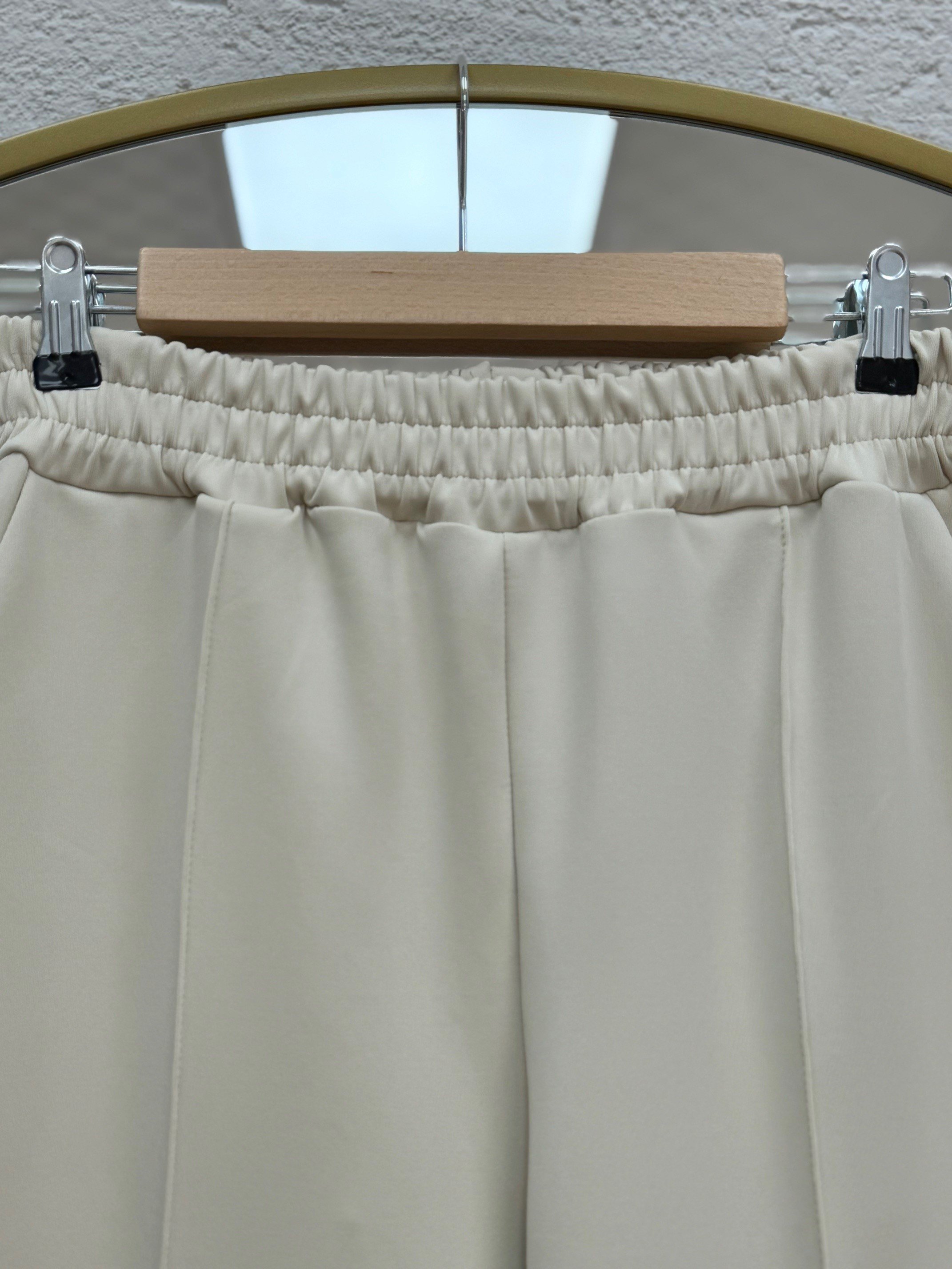 Zayna Bol Paça Çımalı Skuba Dalgıç Pantolon-MT3555 Taş